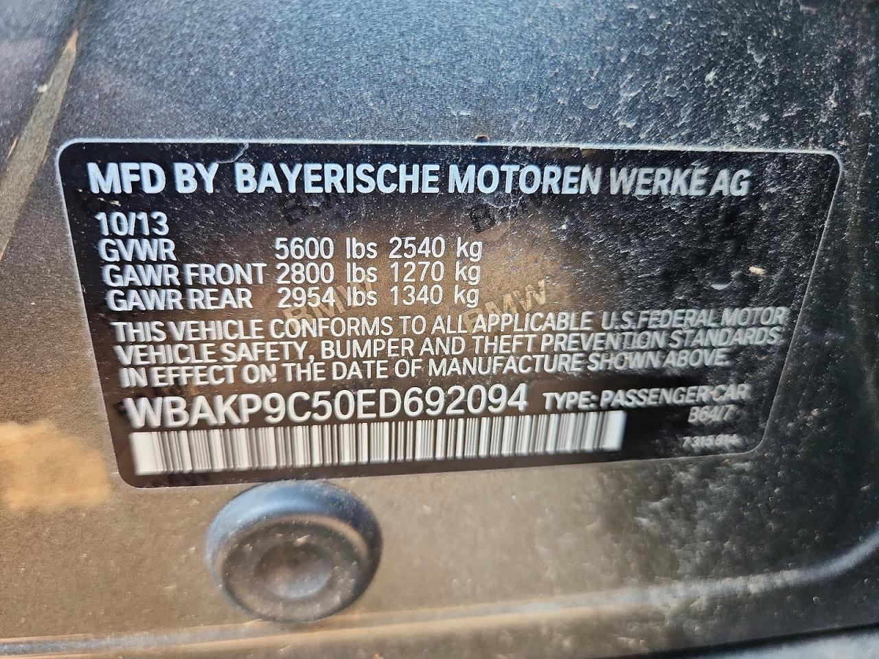 2014 Bmw 550 Xi Gray vin: WBAKP9C50ED692094