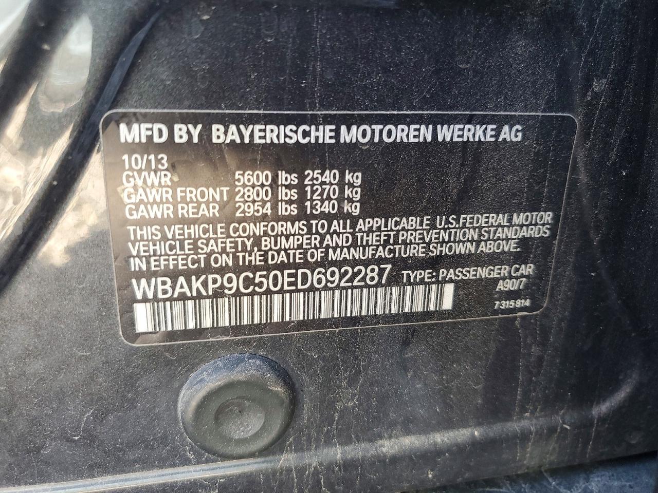 2014 Bmw 550 Xi Black vin: WBAKP9C50ED692287