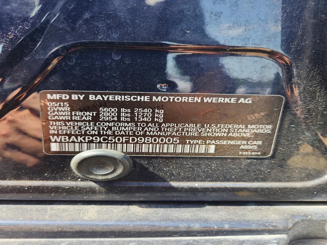 2015 Bmw 550 Xi Blue vin: WBAKP9C50FD980005