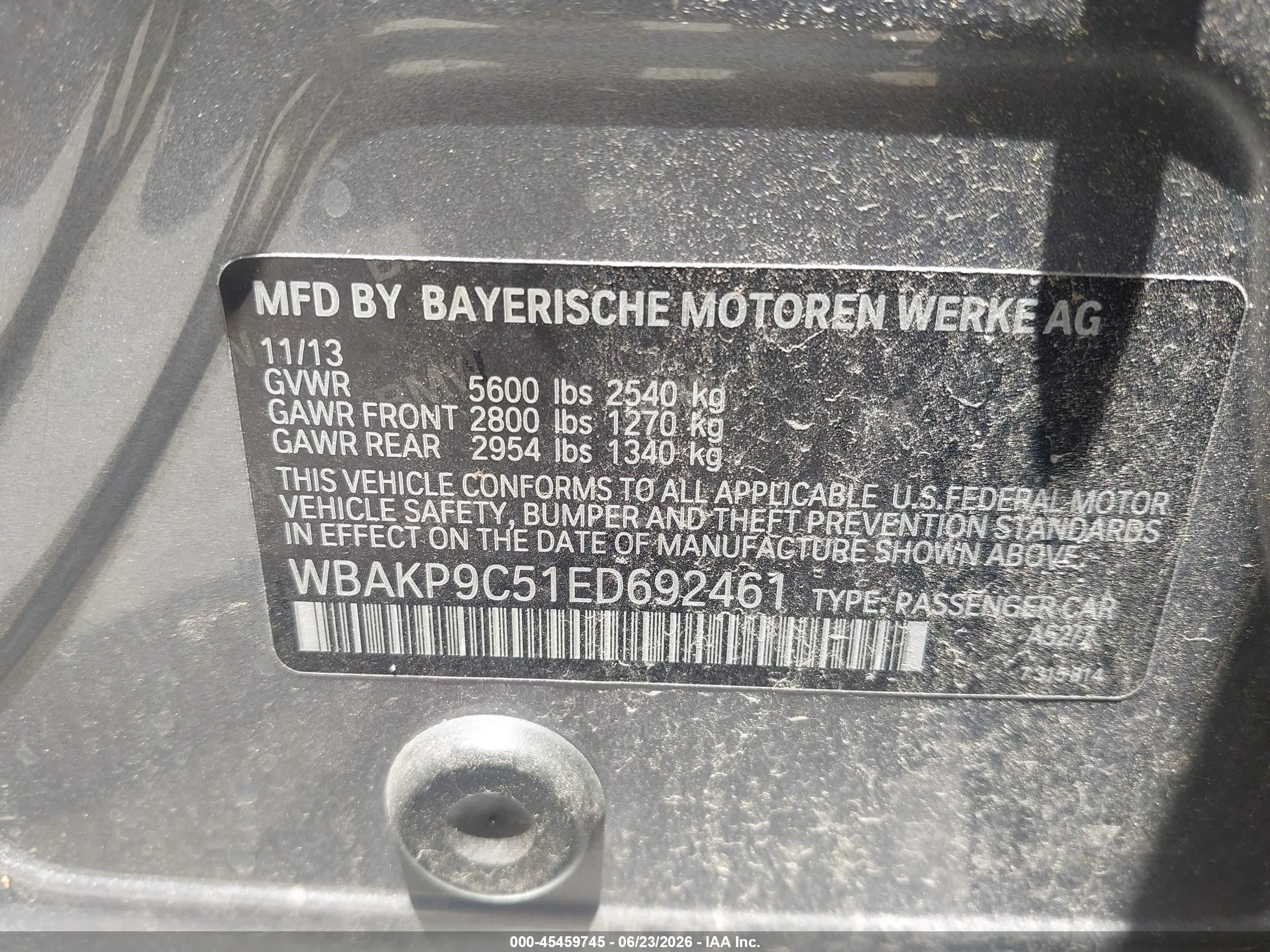2014 Bmw 550i Xdrive Gray vin: WBAKP9C51ED692461