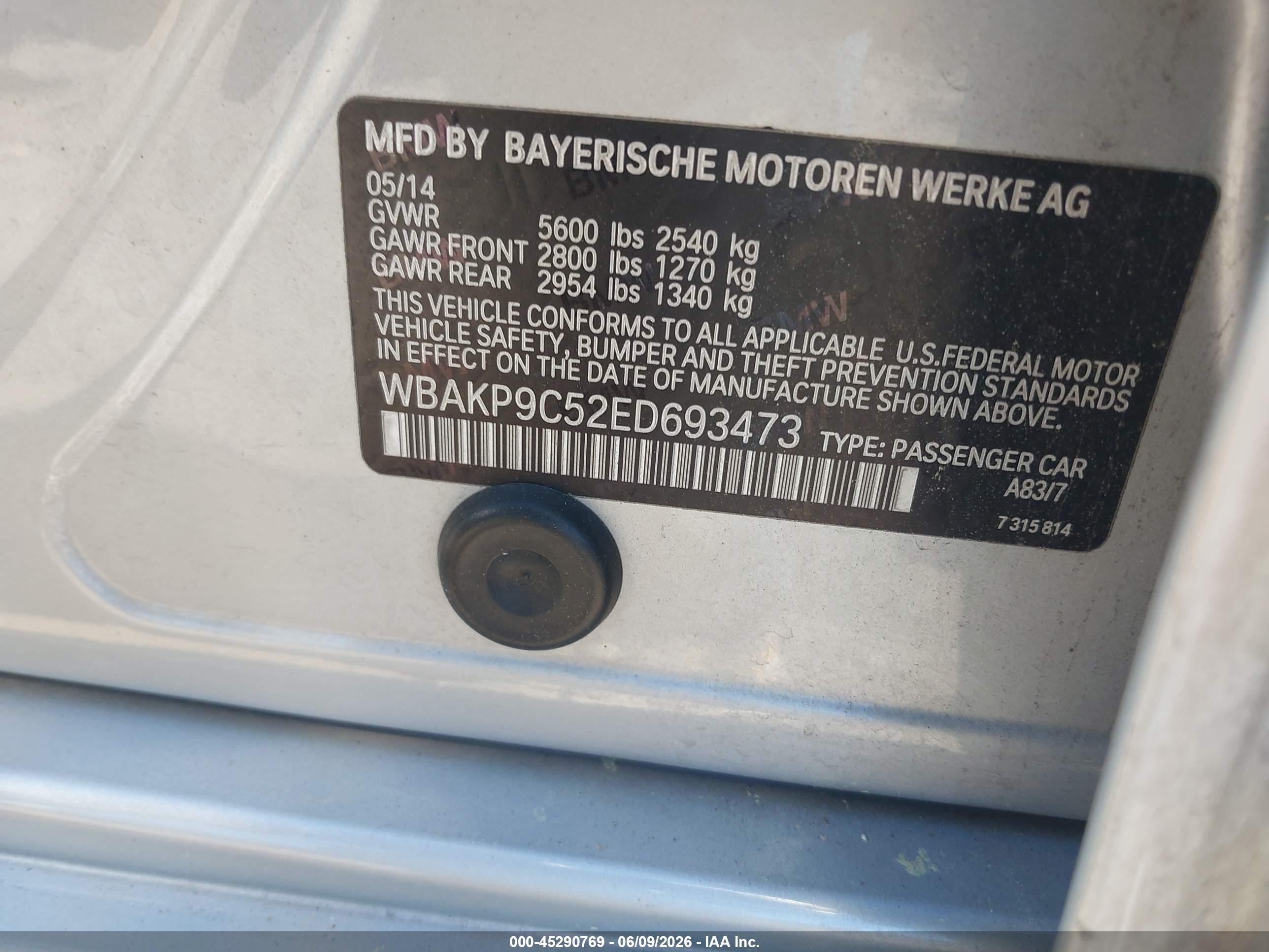 2014 Bmw 550i Xdrive Серебряный vin: WBAKP9C52ED693473