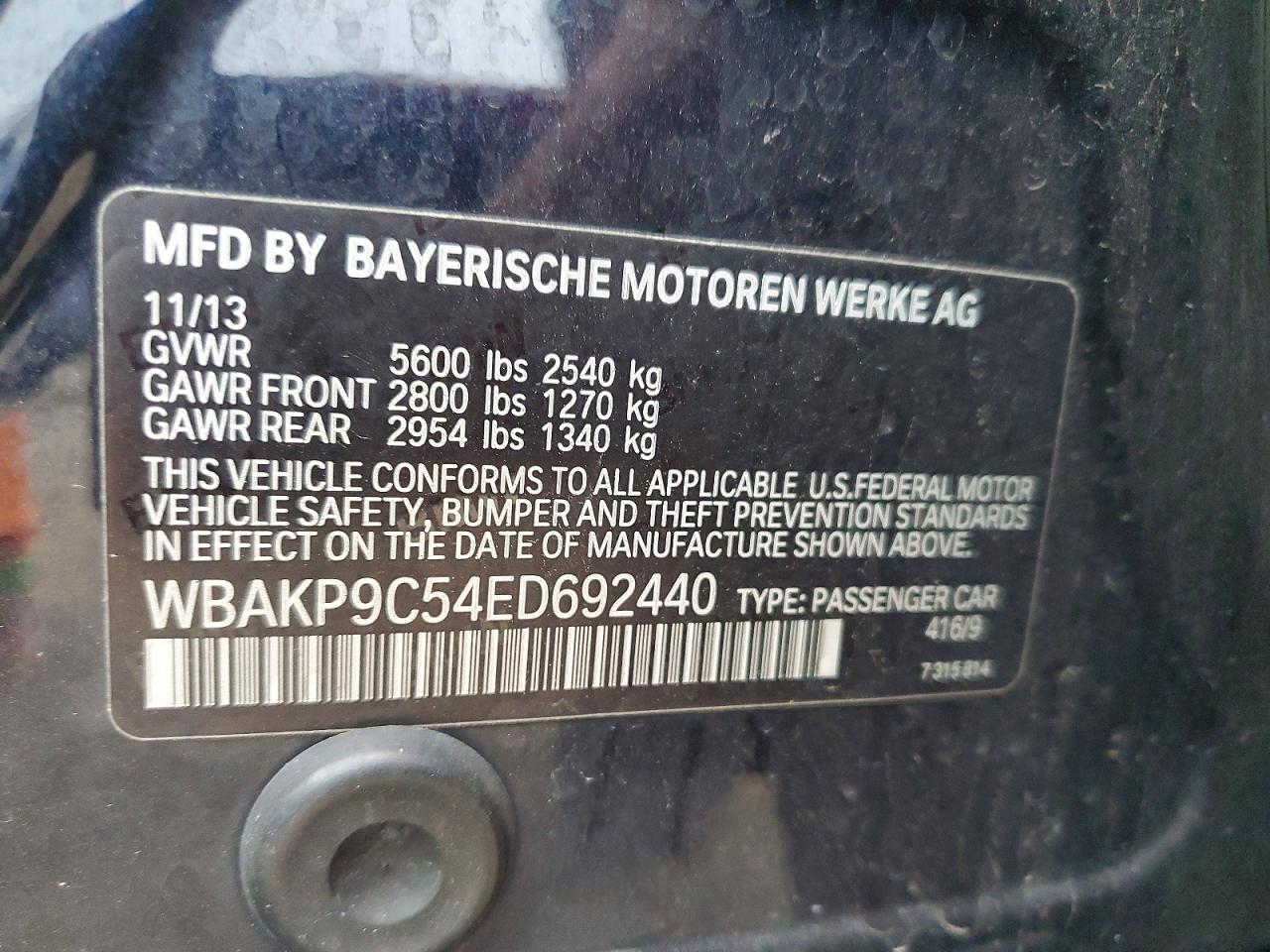 2014 Bmw 550 Xi Blue vin: WBAKP9C54ED692440