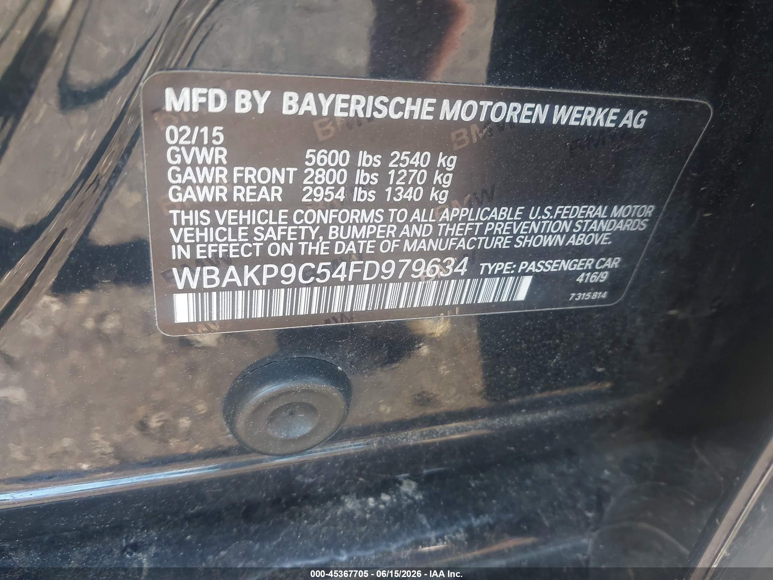 2015 Bmw 550i Xdrive Dark Blue vin: WBAKP9C54FD979634