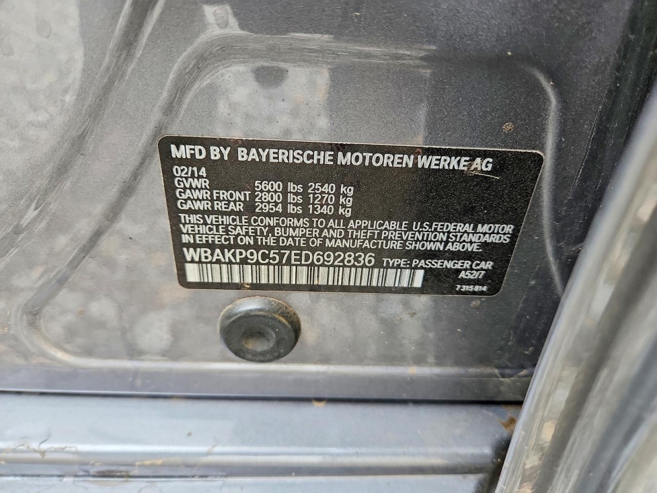 2014 Bmw 550 Xi Gray vin: WBAKP9C57ED692836