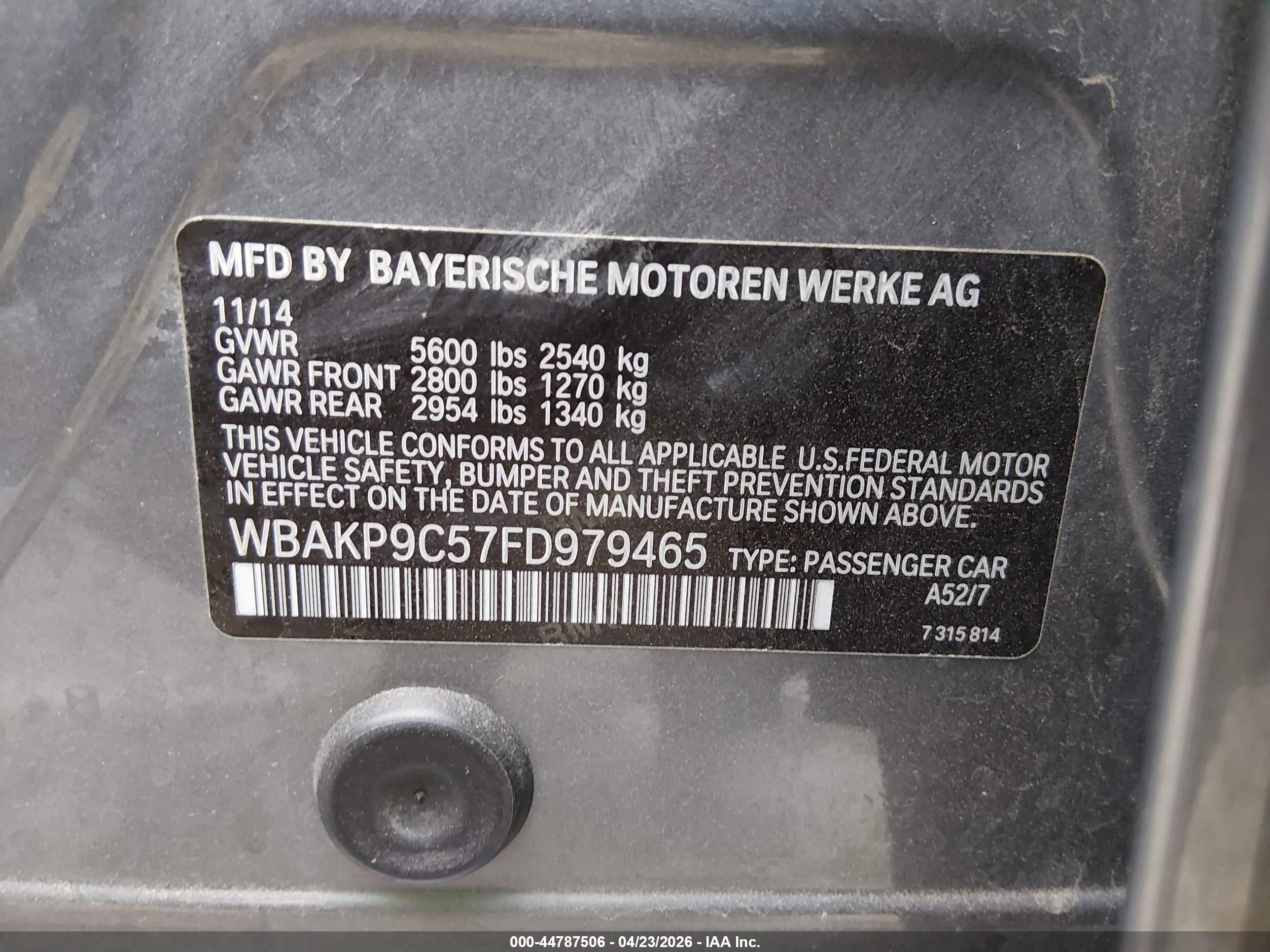 2015 Bmw 550i Xdrive Silver vin: WBAKP9C57FD979465