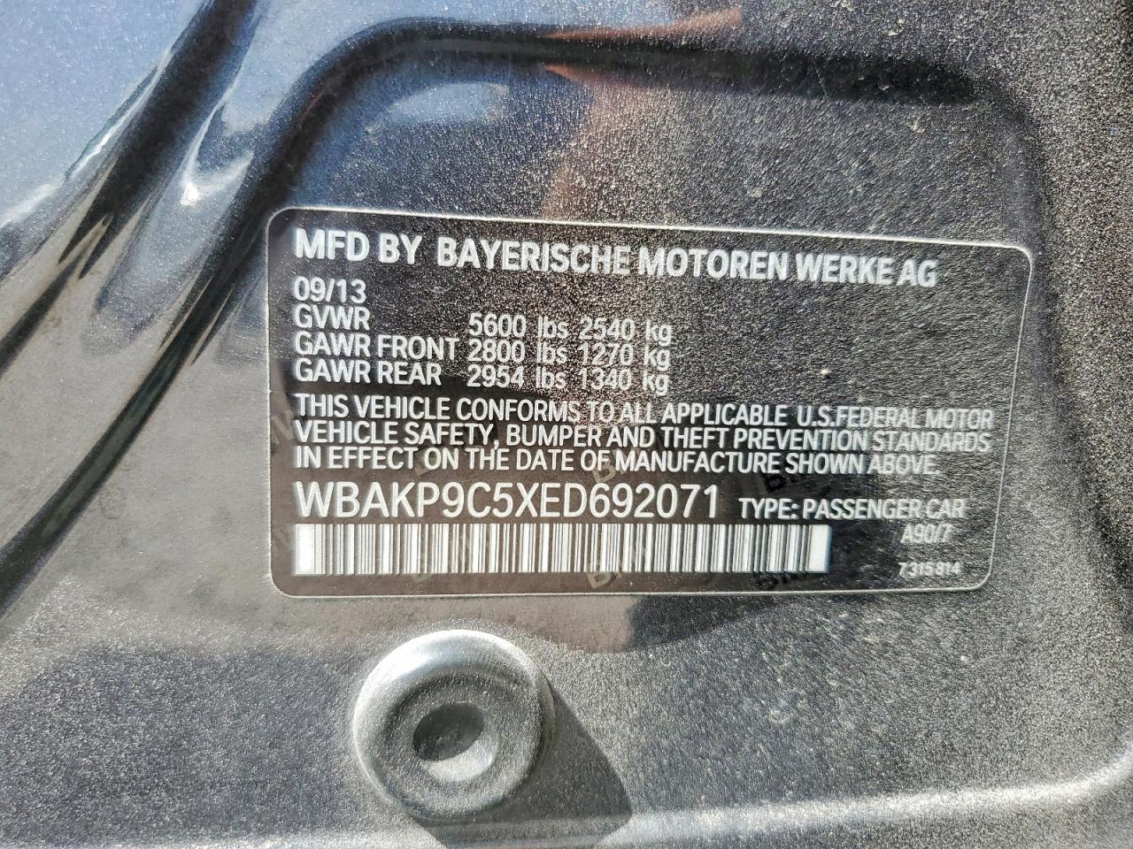 2014 Bmw 550 Xi Gray vin: WBAKP9C5XED692071