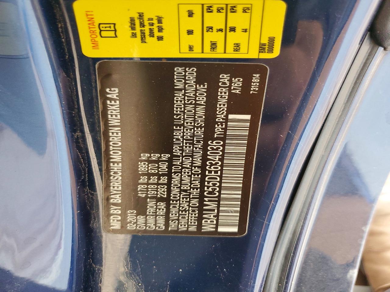 2013 Bmw Z4 Sdrive35is Blue vin: WBALM1C55DE634036