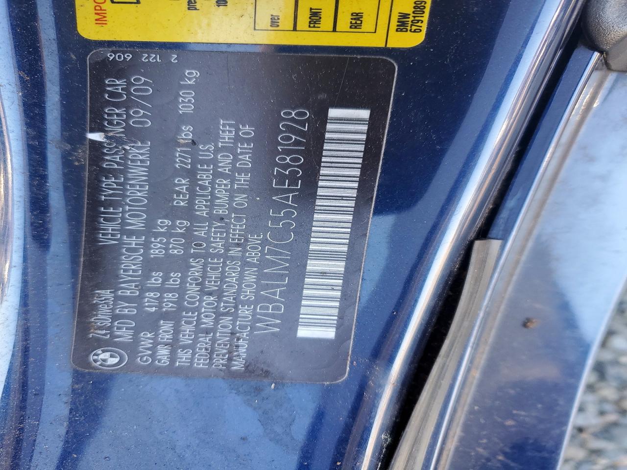 2010 Bmw Z4 Sdrive35i Blue vin: WBALM7C55AE381928