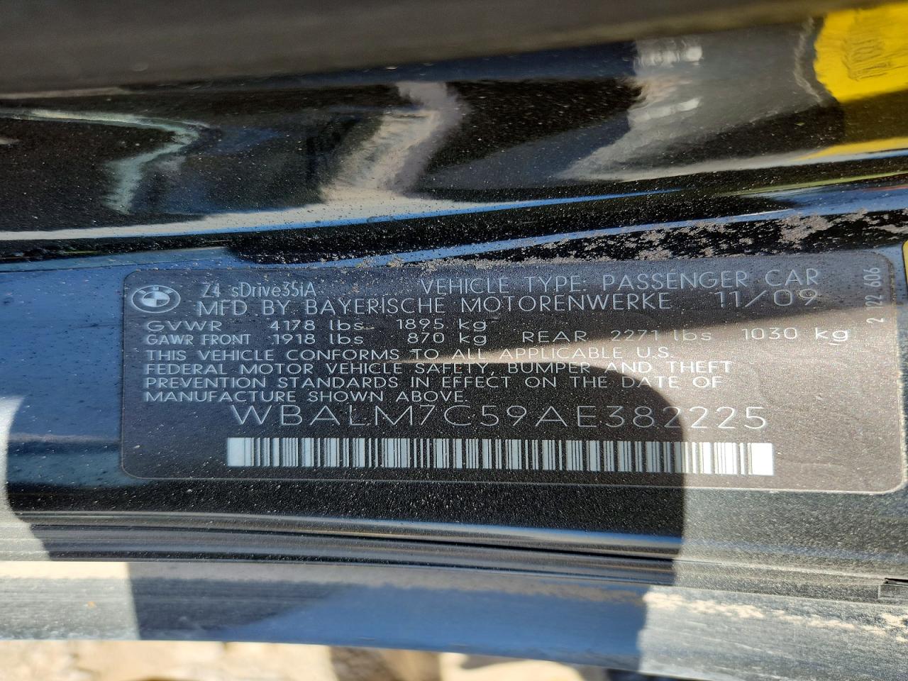 2010 Bmw Z4 Sdrive35i Black vin: WBALM7C59AE382225