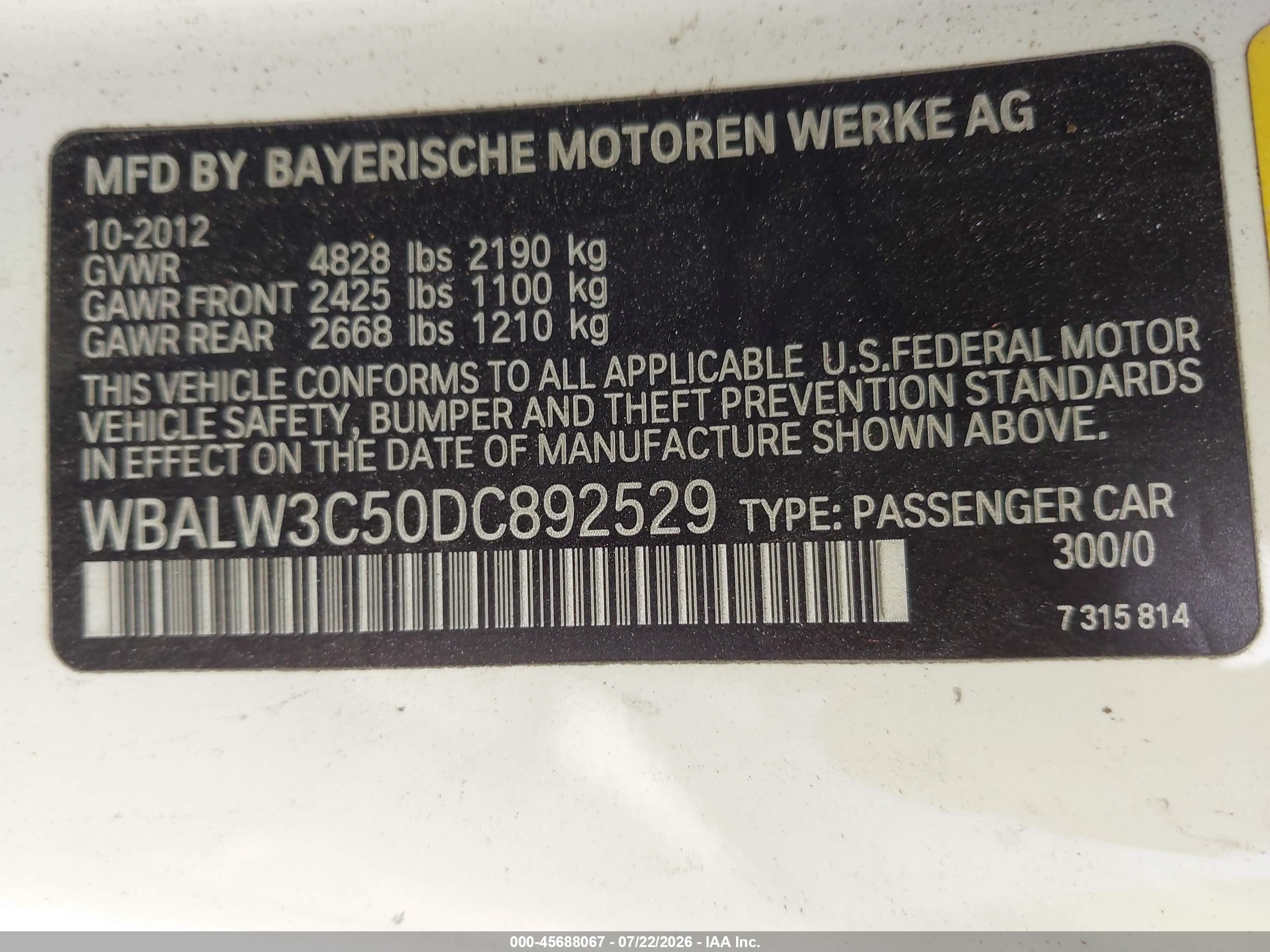 2013 Bmw 640i   Белый vin: WBALW3C50DC892529