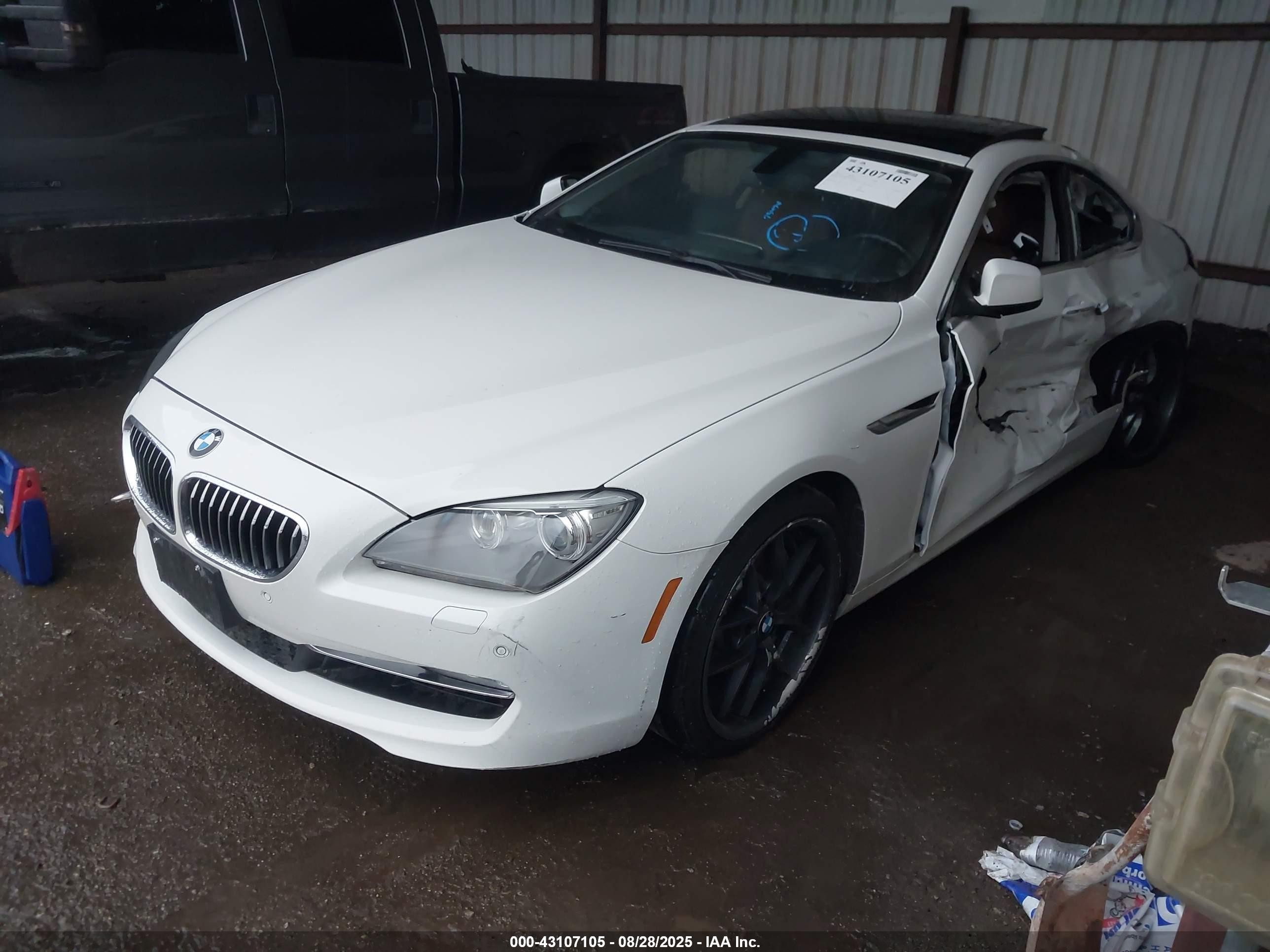 2013 Bmw 640i   White vin: WBALW3C54DC892470