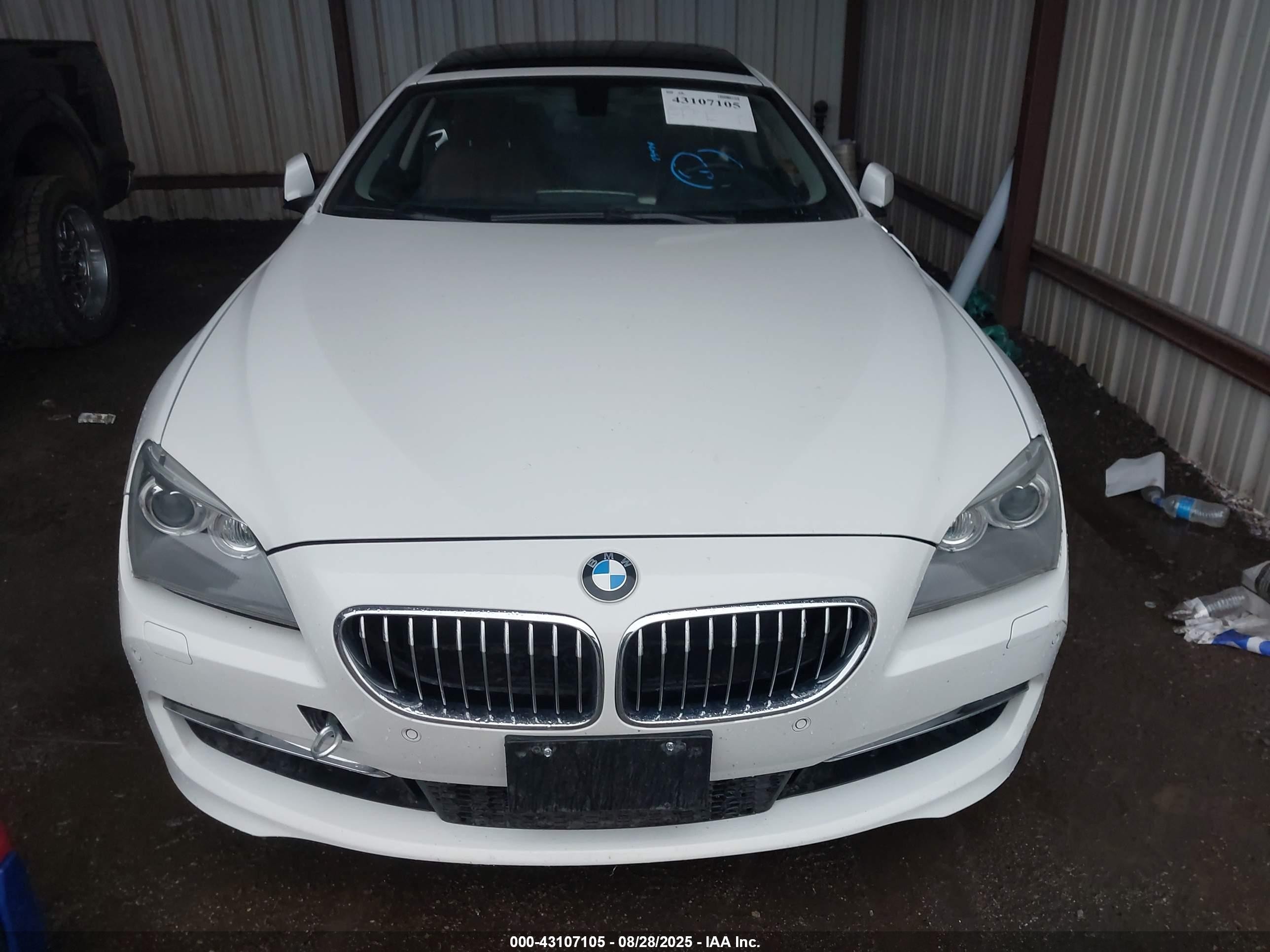 2013 Bmw 640i   White vin: WBALW3C54DC892470