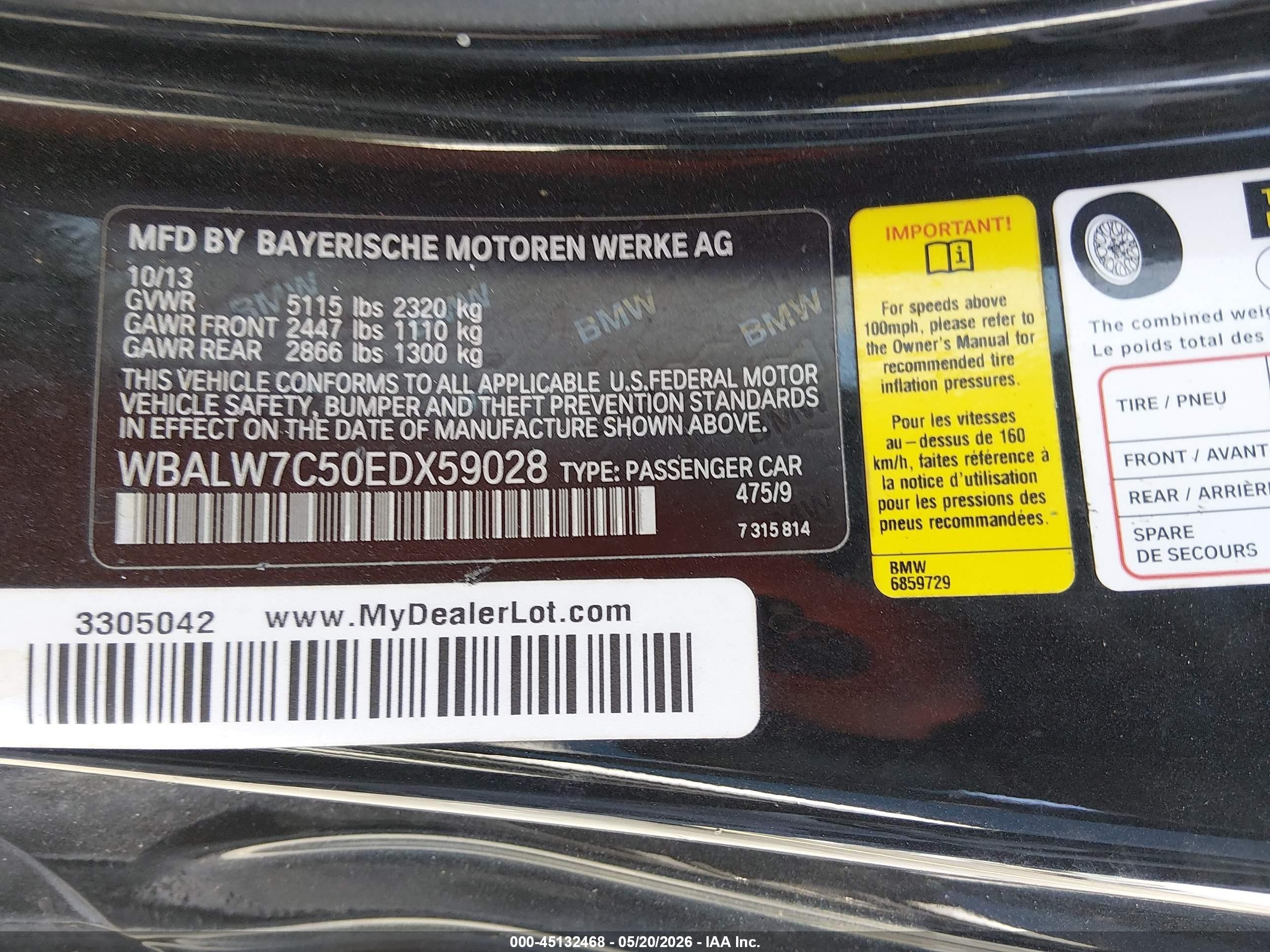 2014 Bmw 640i   Black vin: WBALW7C50EDX59028