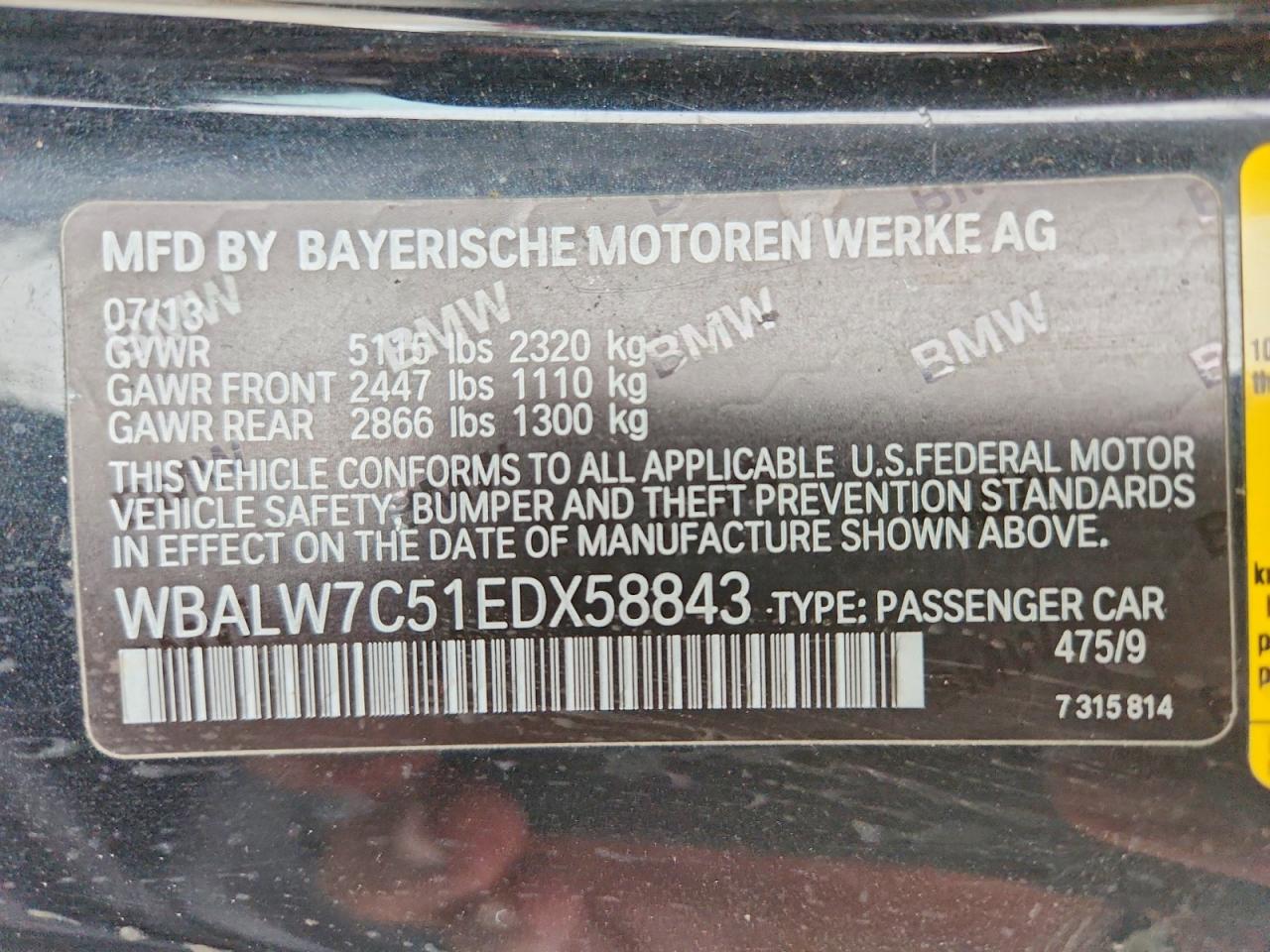 2014 Bmw 640 I Black vin: WBALW7C51EDX58843