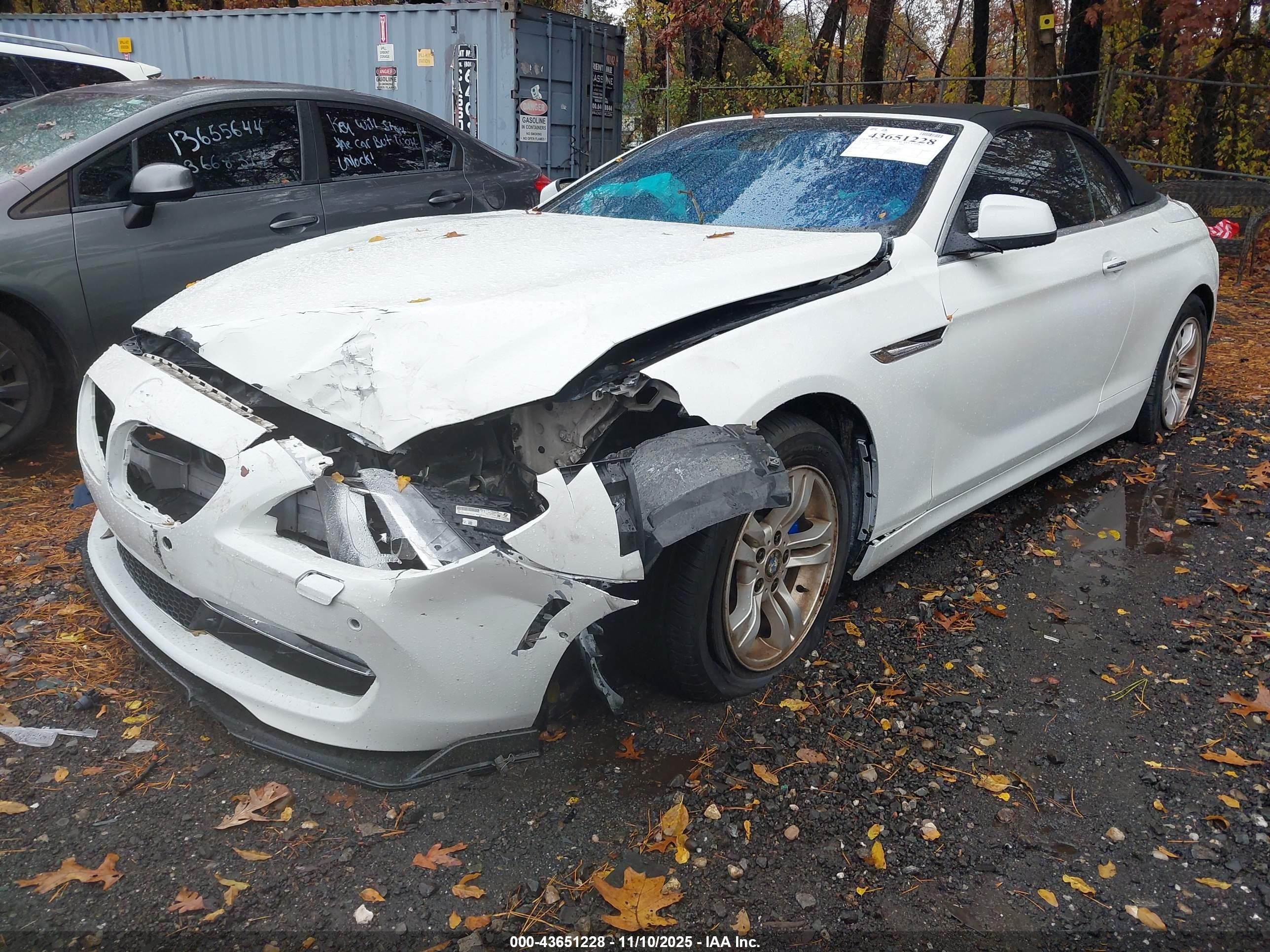 2012 Bmw 640i   White vin: WBALW7C53CC618859