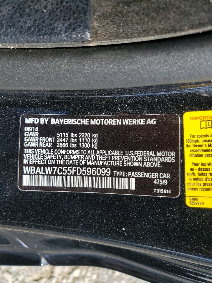 2015 Bmw 640 I Black vin: WBALW7C55FD596099