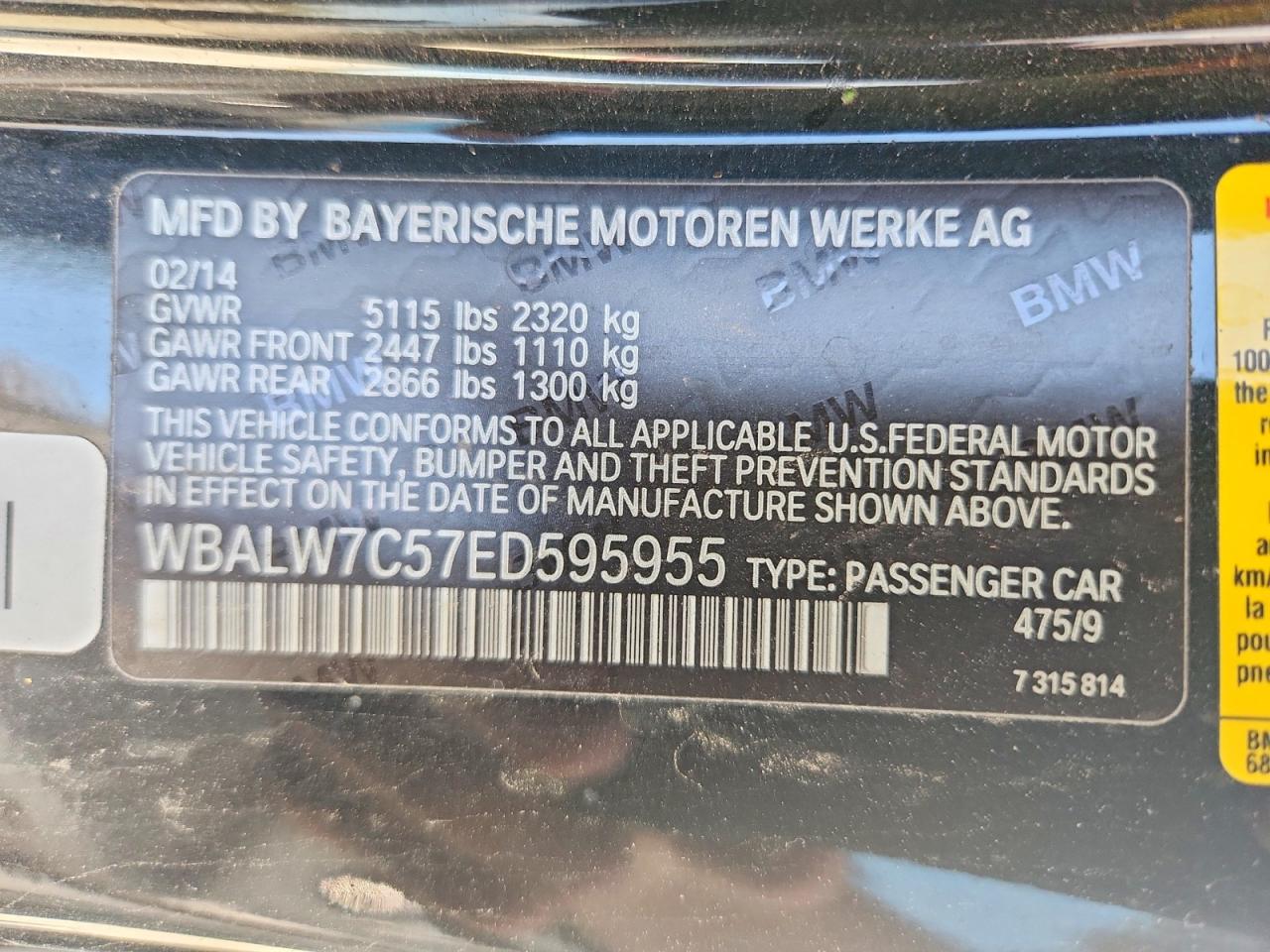 2014 Bmw 640 I Black vin: WBALW7C57ED595955