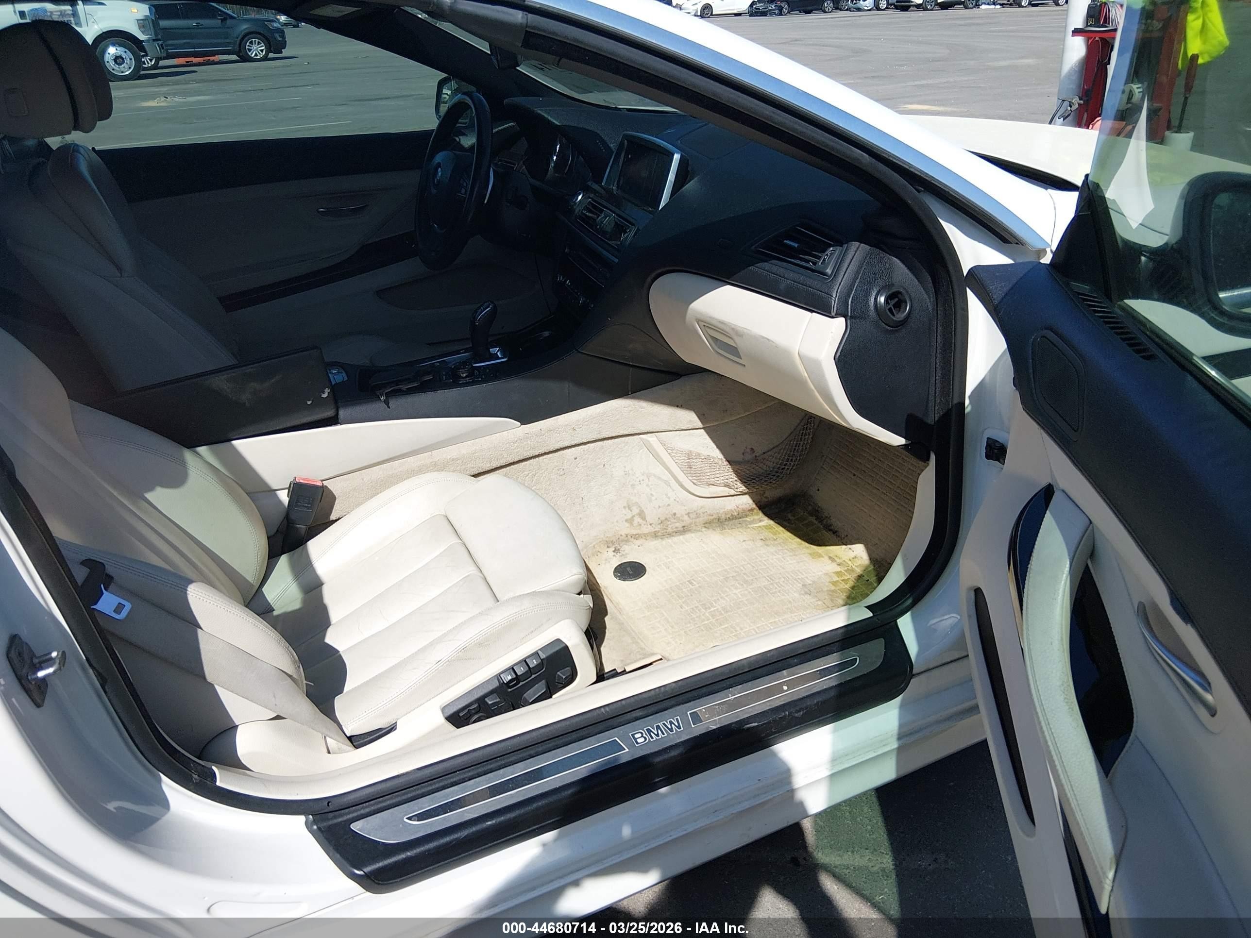 2012 Bmw 640i   White vin: WBALW7C58CC618470