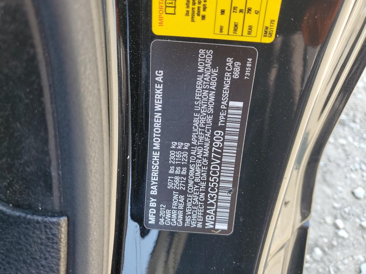 2012 Bmw 650 I Black vin: WBALX3C55CDV77909