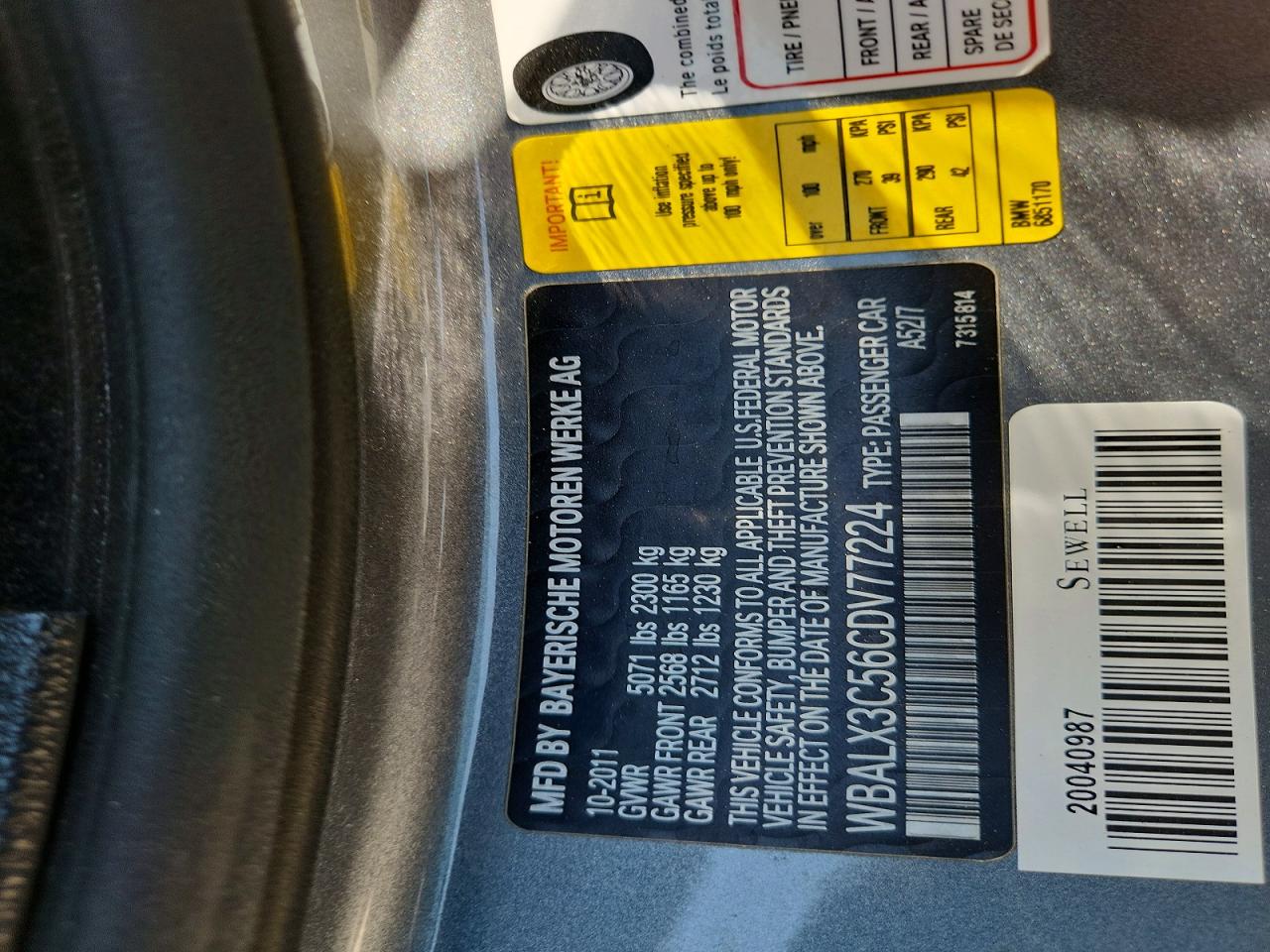 2012 Bmw 650 I Gray vin: WBALX3C56CDV77224