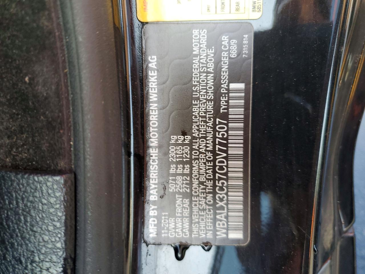 2012 Bmw 650 I Black vin: WBALX3C57CDV77507