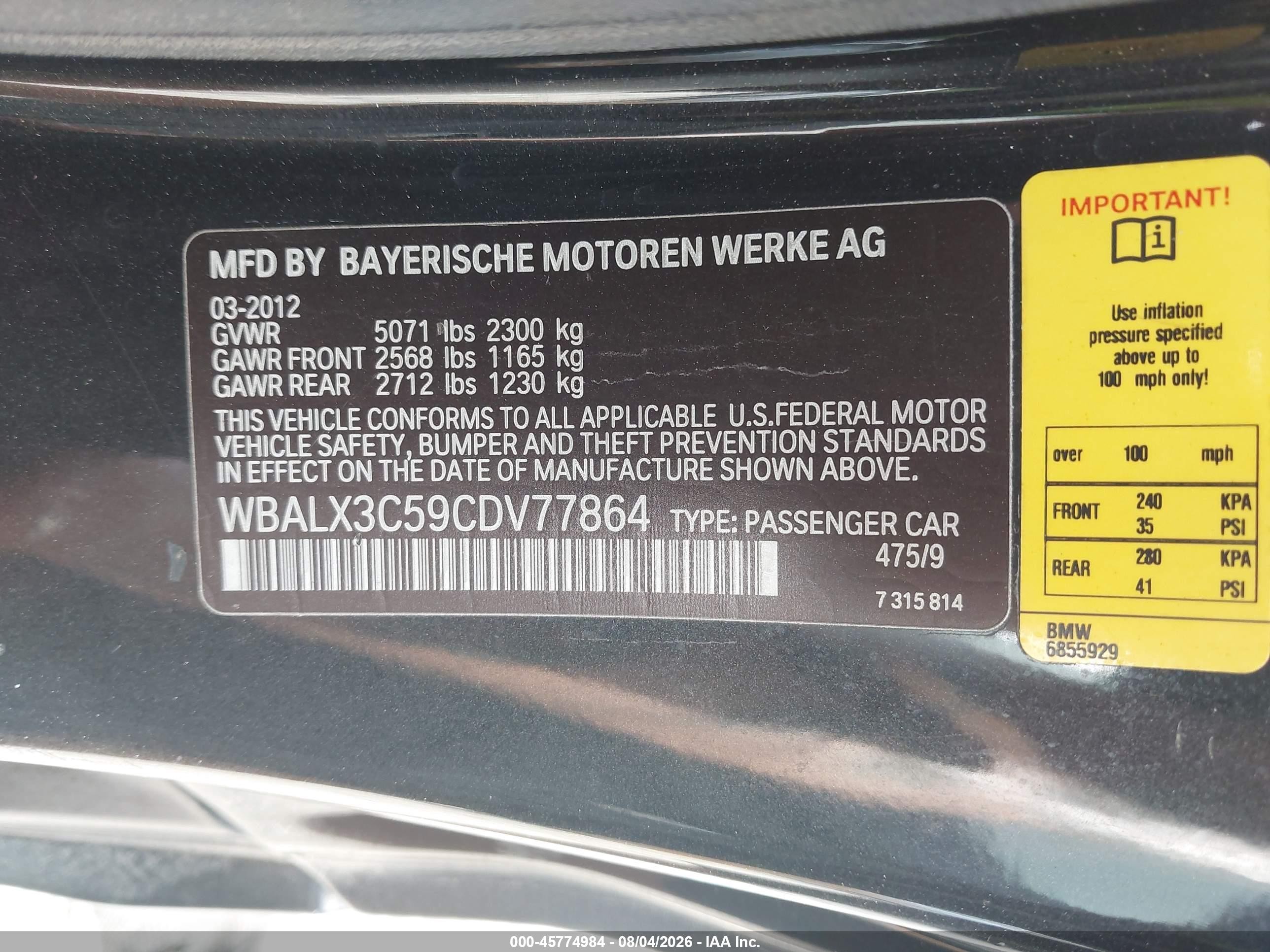 2012 Bmw 650i   Black vin: WBALX3C59CDV77864