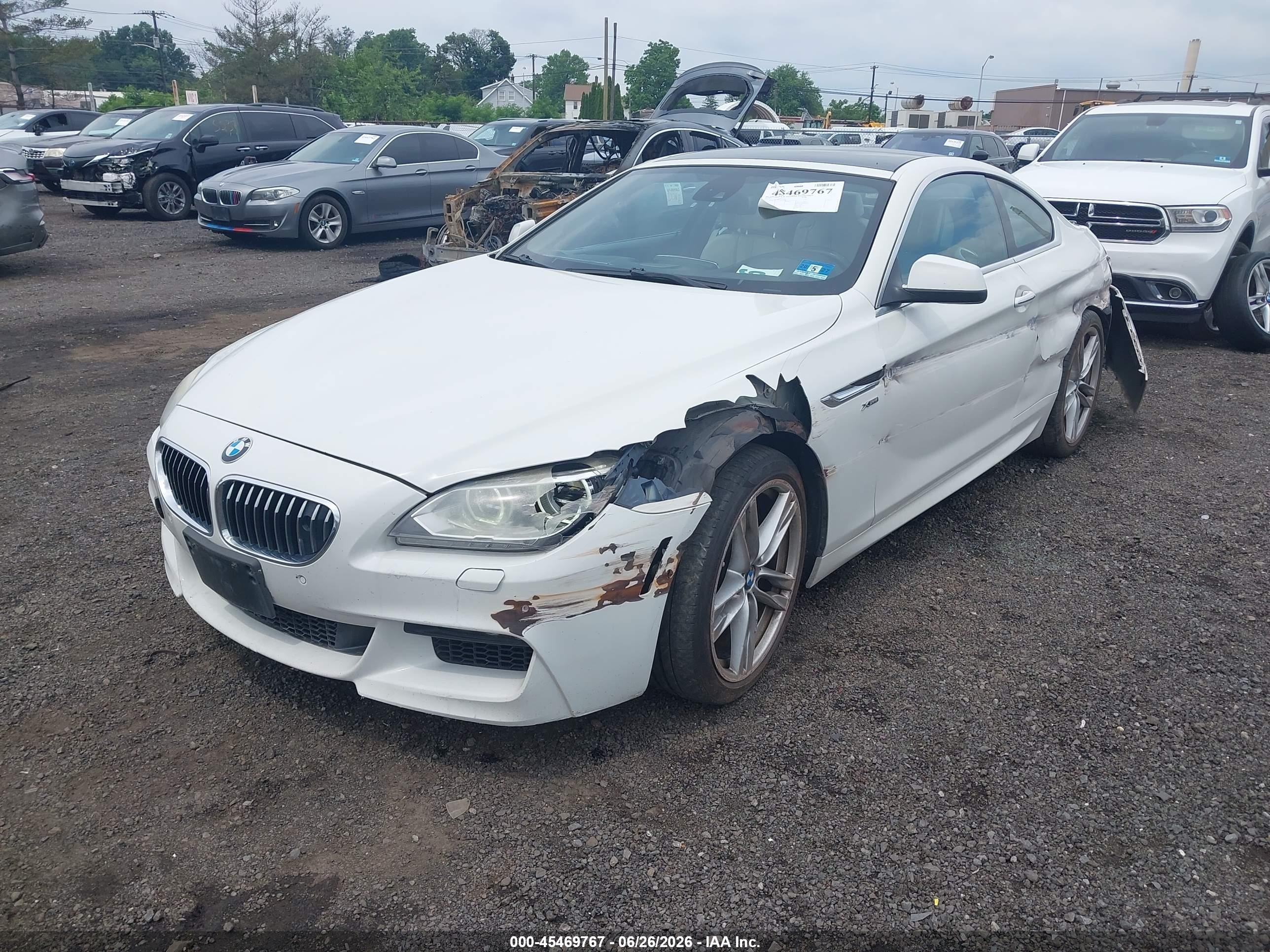 2012 Bmw 650i Xdrive White vin: WBALX5C58CC894391