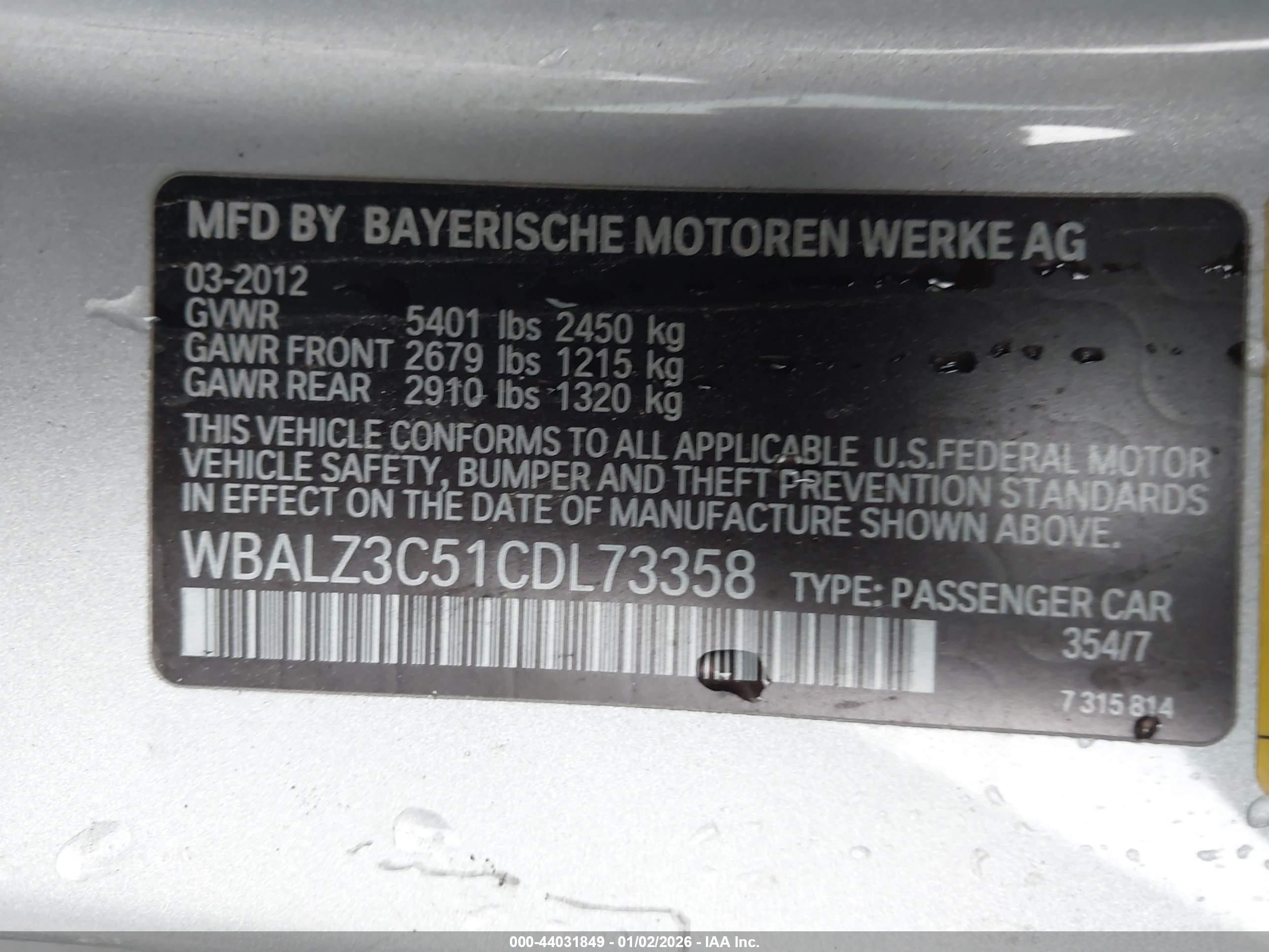 2012 Bmw 650i   Silver vin: WBALZ3C51CDL73358