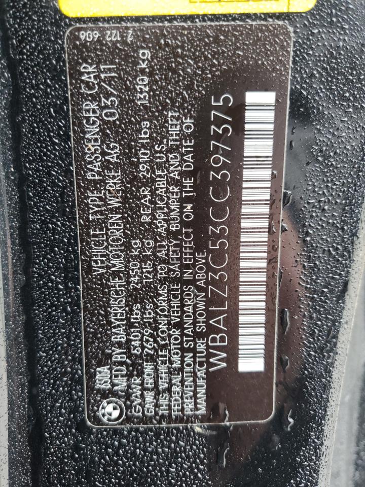 2012 Bmw 650 I Black vin: WBALZ3C53CC397375