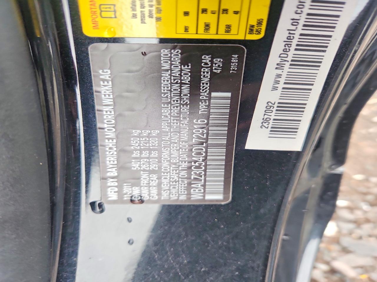 2012 Bmw 650 I Black vin: WBALZ3C54CDL72916