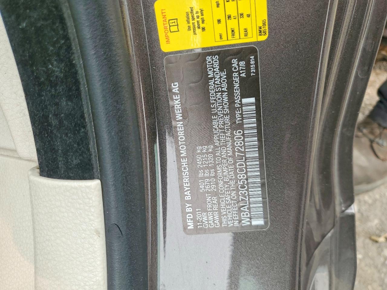2012 Bmw 650 I Gray vin: WBALZ3C58CDL72806