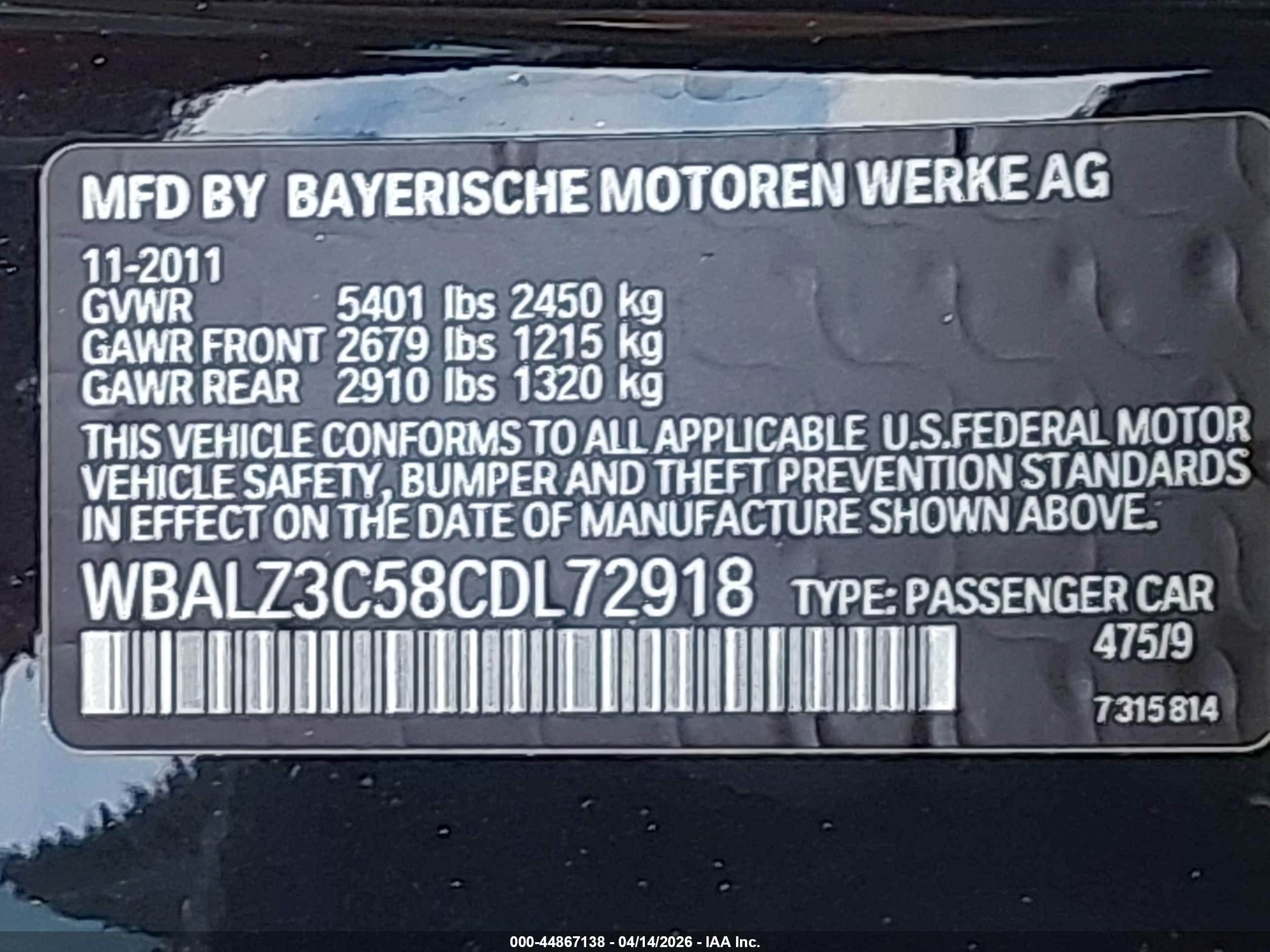 2012 Bmw 650i   Black vin: WBALZ3C58CDL72918