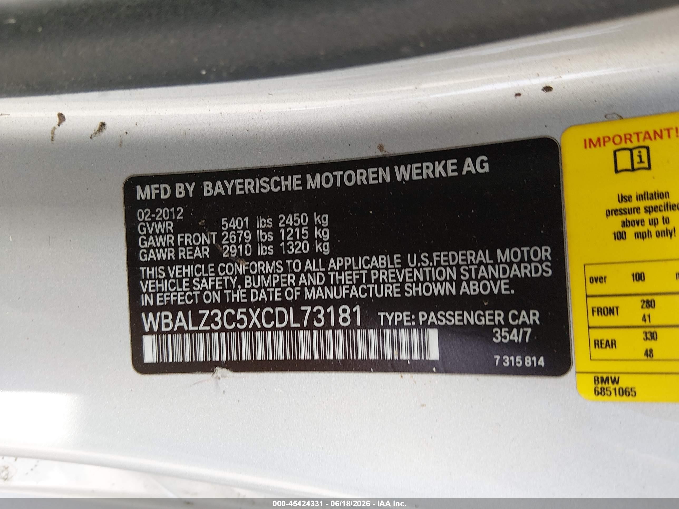 2012 Bmw 650i Серебряный vin: WBALZ3C5XCDL73181