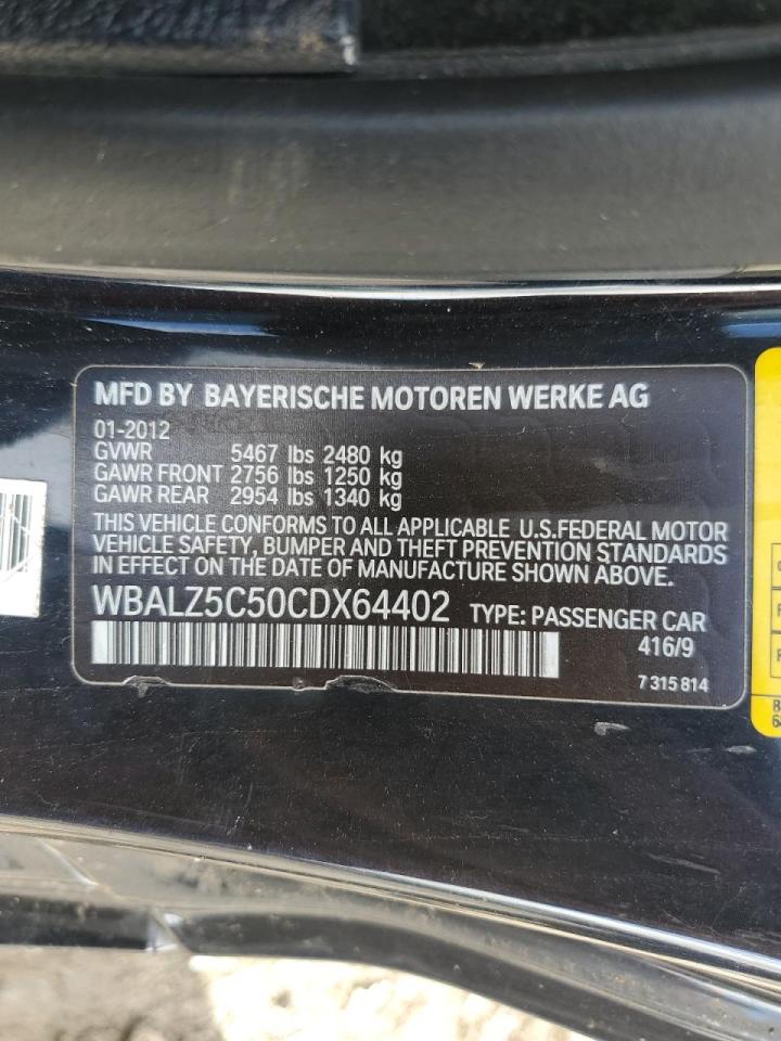 2012 Bmw 650 Xi Blue vin: WBALZ5C50CDX64402