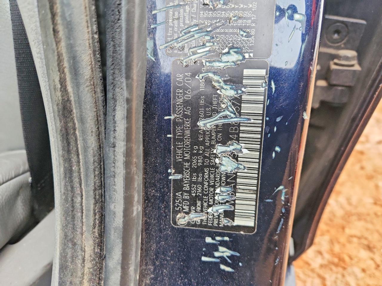 2004 Bmw 525 I Blue vin: WBANA53574B853770