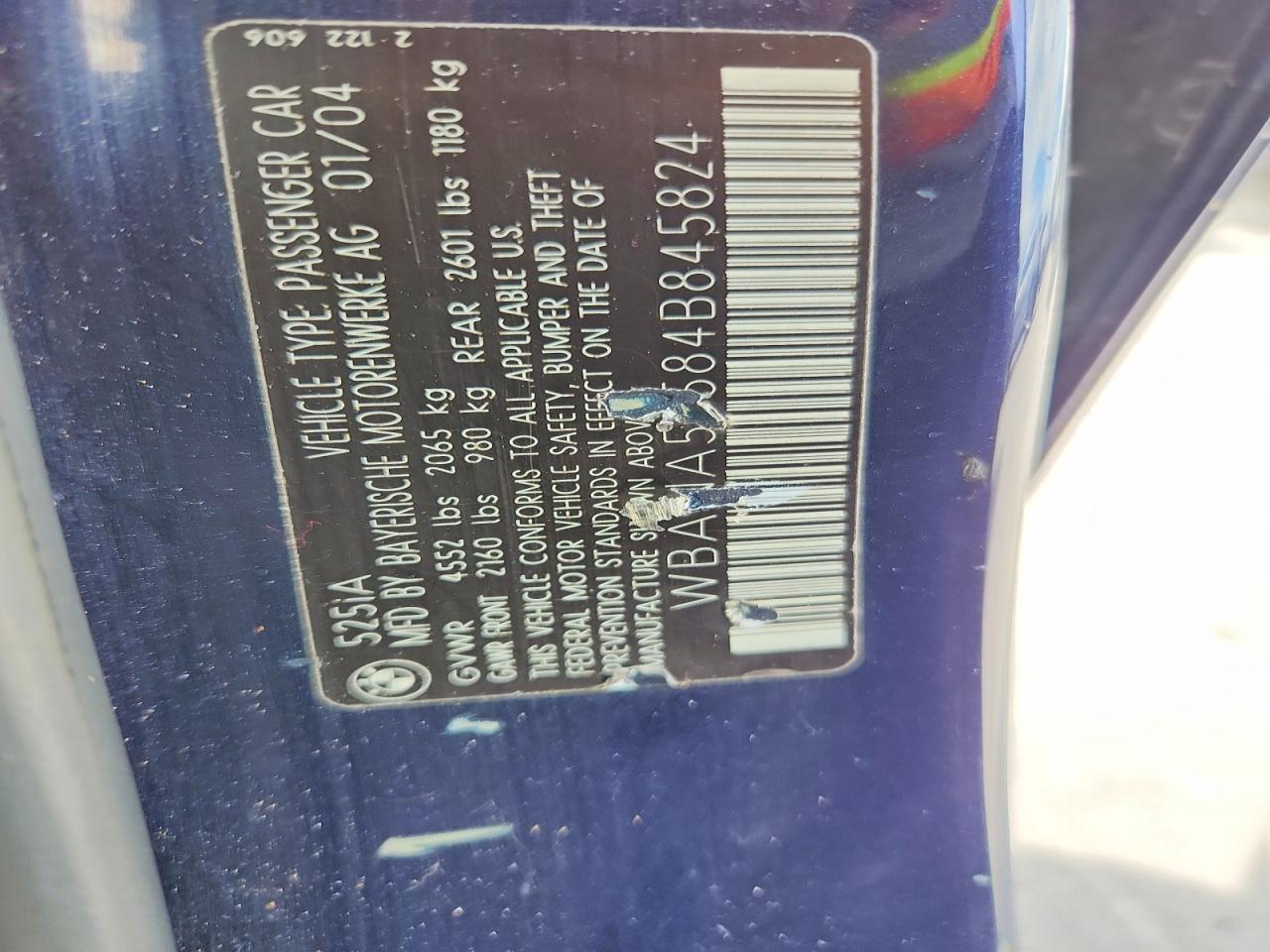 2004 Bmw Other Blue vin: WBANA53584B845824