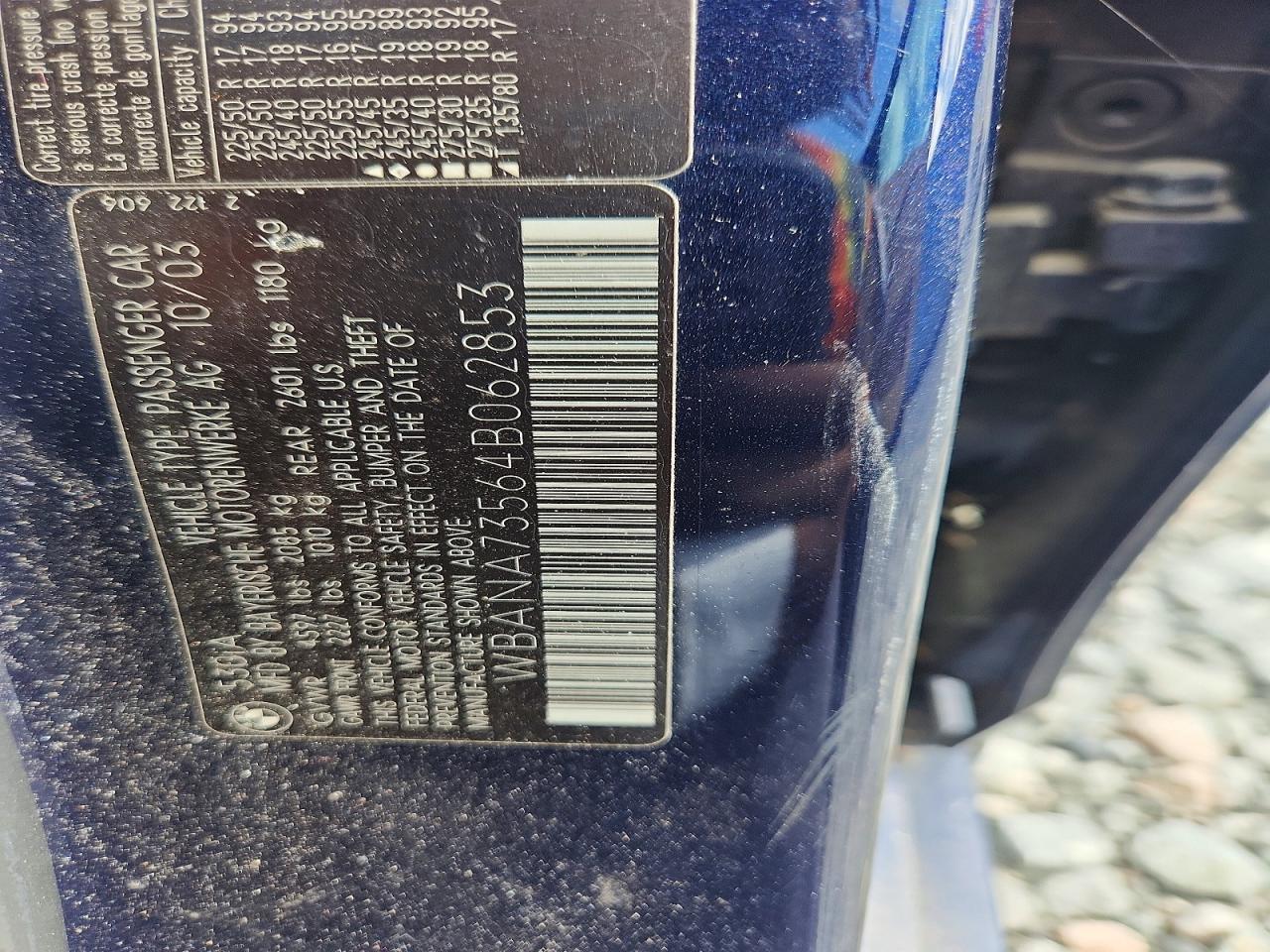 2004 Bmw 530 I Синий vin: WBANA73564B062853