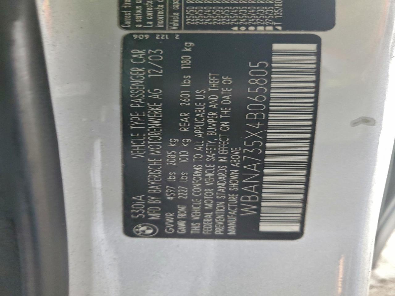 2007 Bmw Motorrad 530 I Silver vin: WBANA735X4B065805