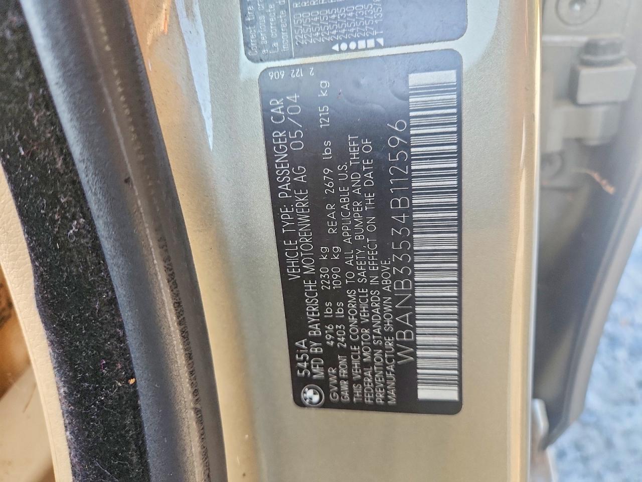 2004 Bmw 545 I Gold vin: WBANB33534B112596