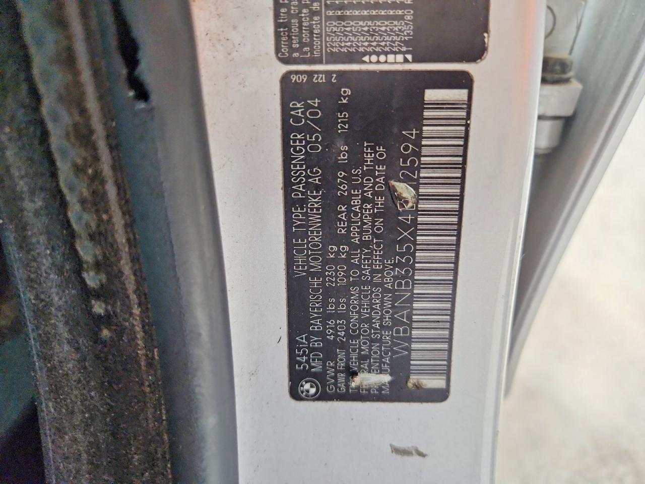 2004 Bmw 545 I Silver vin: WBANB335X4B112594