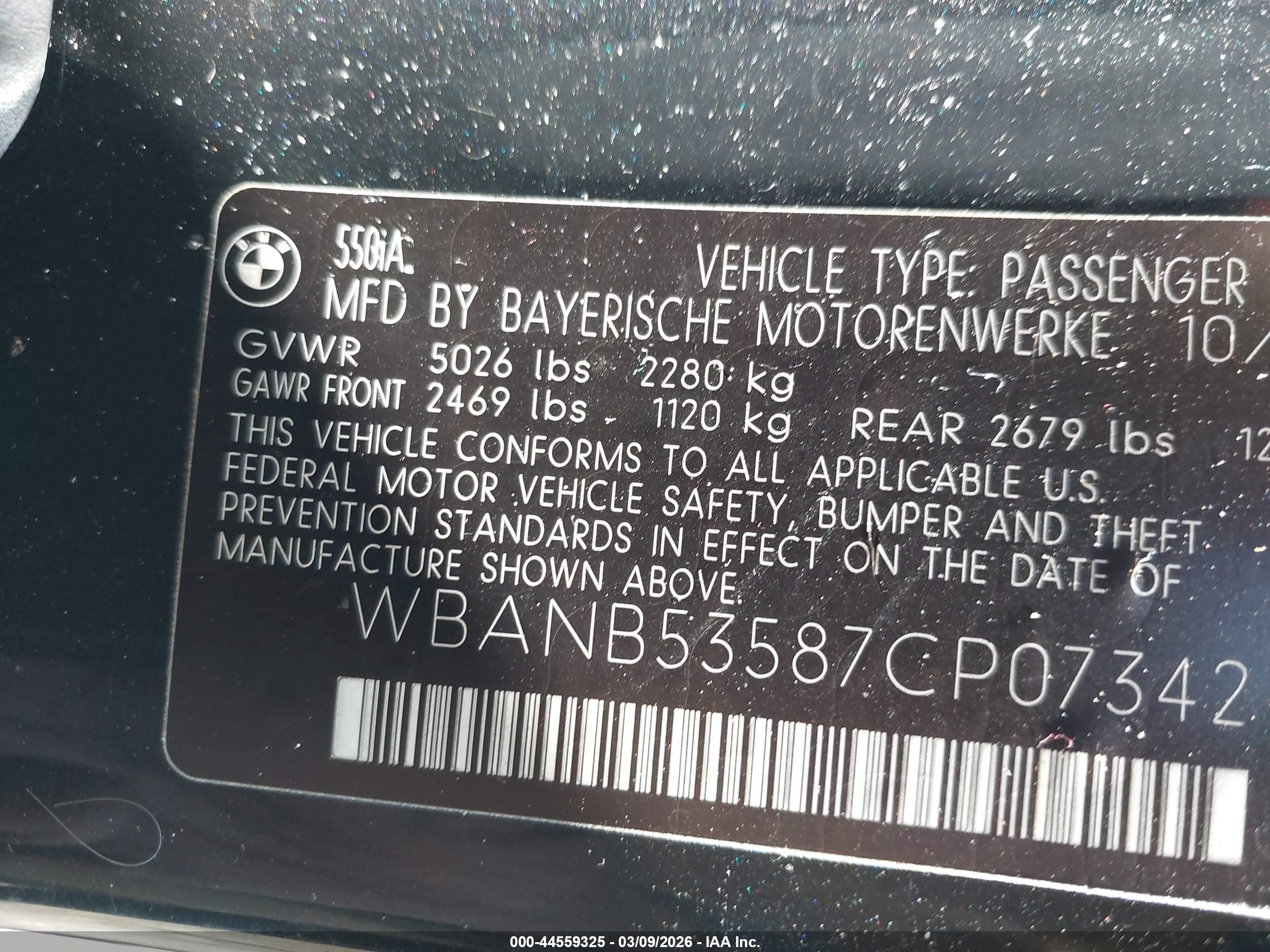 2007 Bmw 550i   Black vin: WBANB53587CP07342