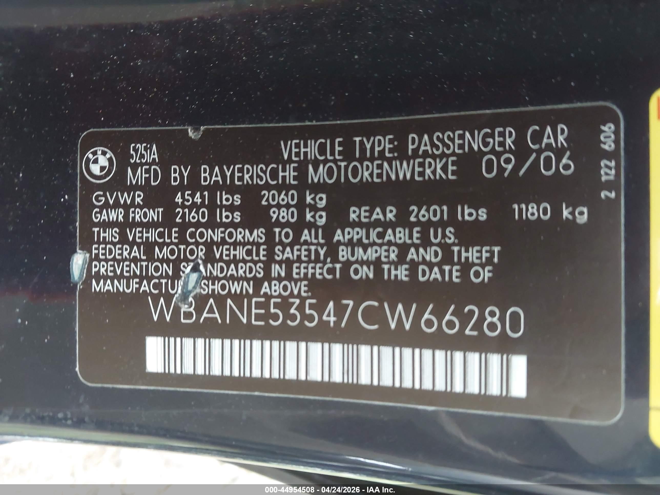 2007 Bmw 525i Blue vin: WBANE53547CW66280