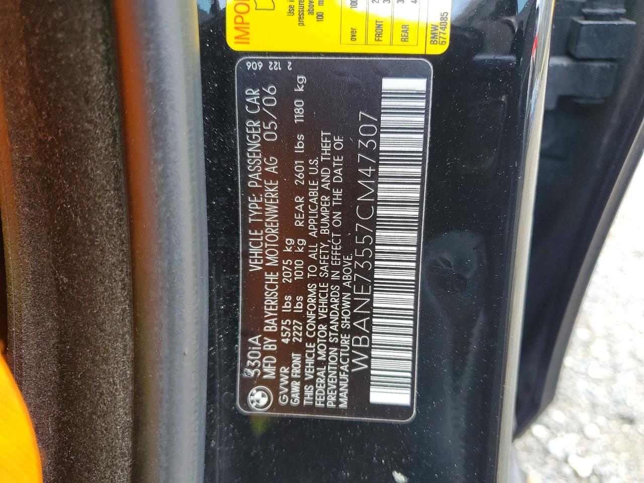 2007 Bmw 530 I Черный vin: WBANE73557CM47307