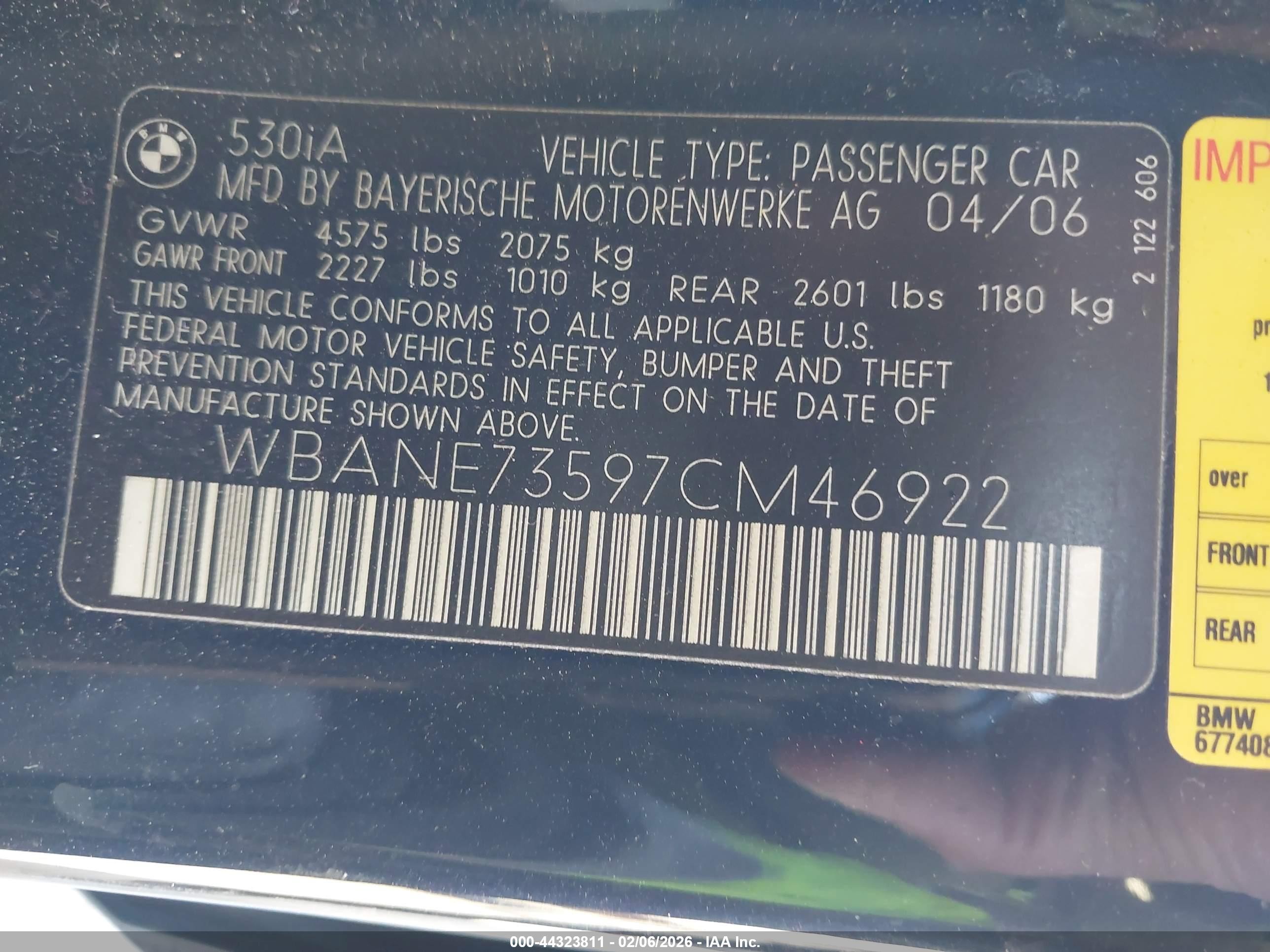 2007 Bmw 530i   Dark Blue vin: WBANE73597CM46922