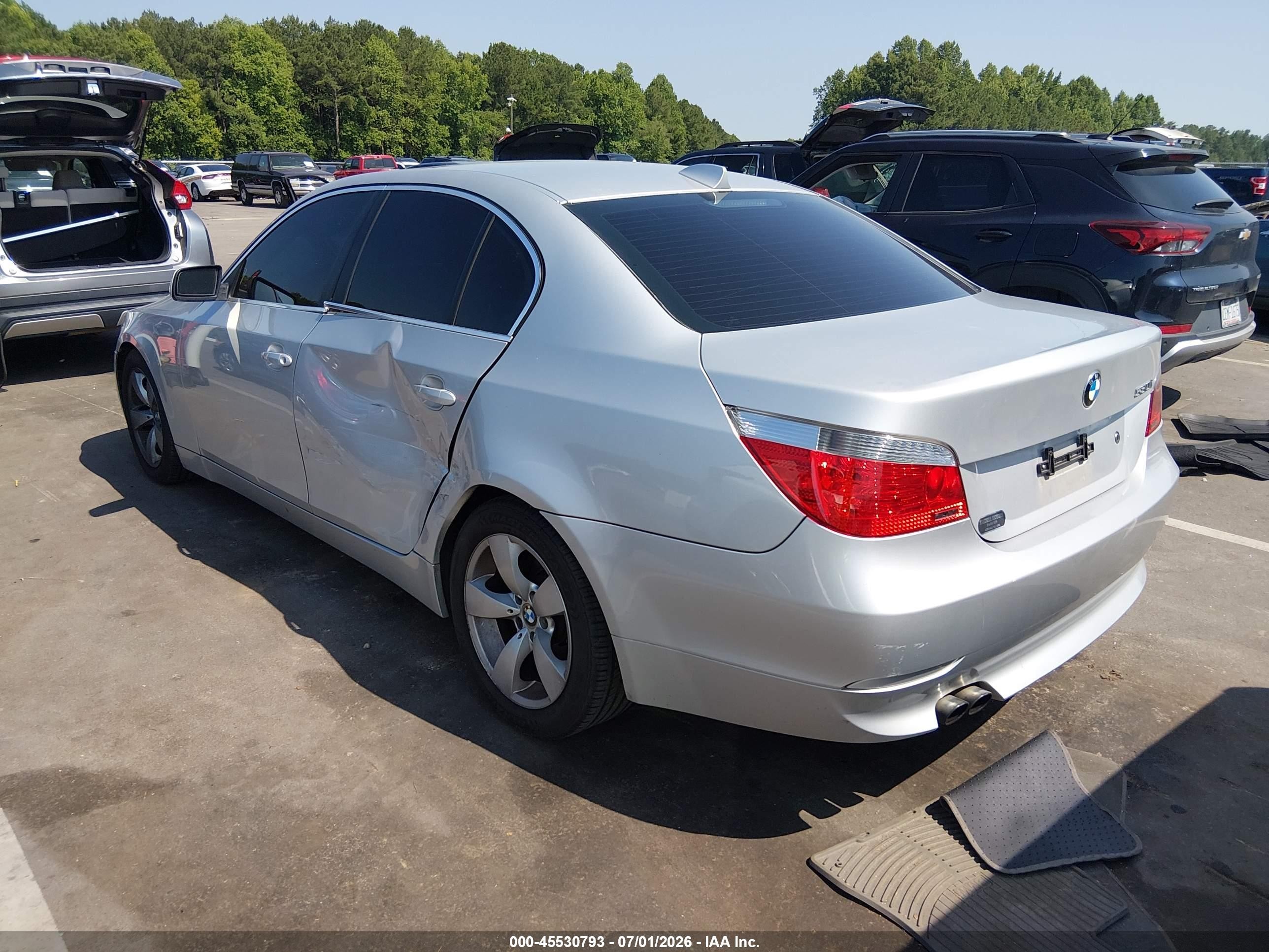 2006 Bmw 530i Silver vin: WBANE735X6CM30470