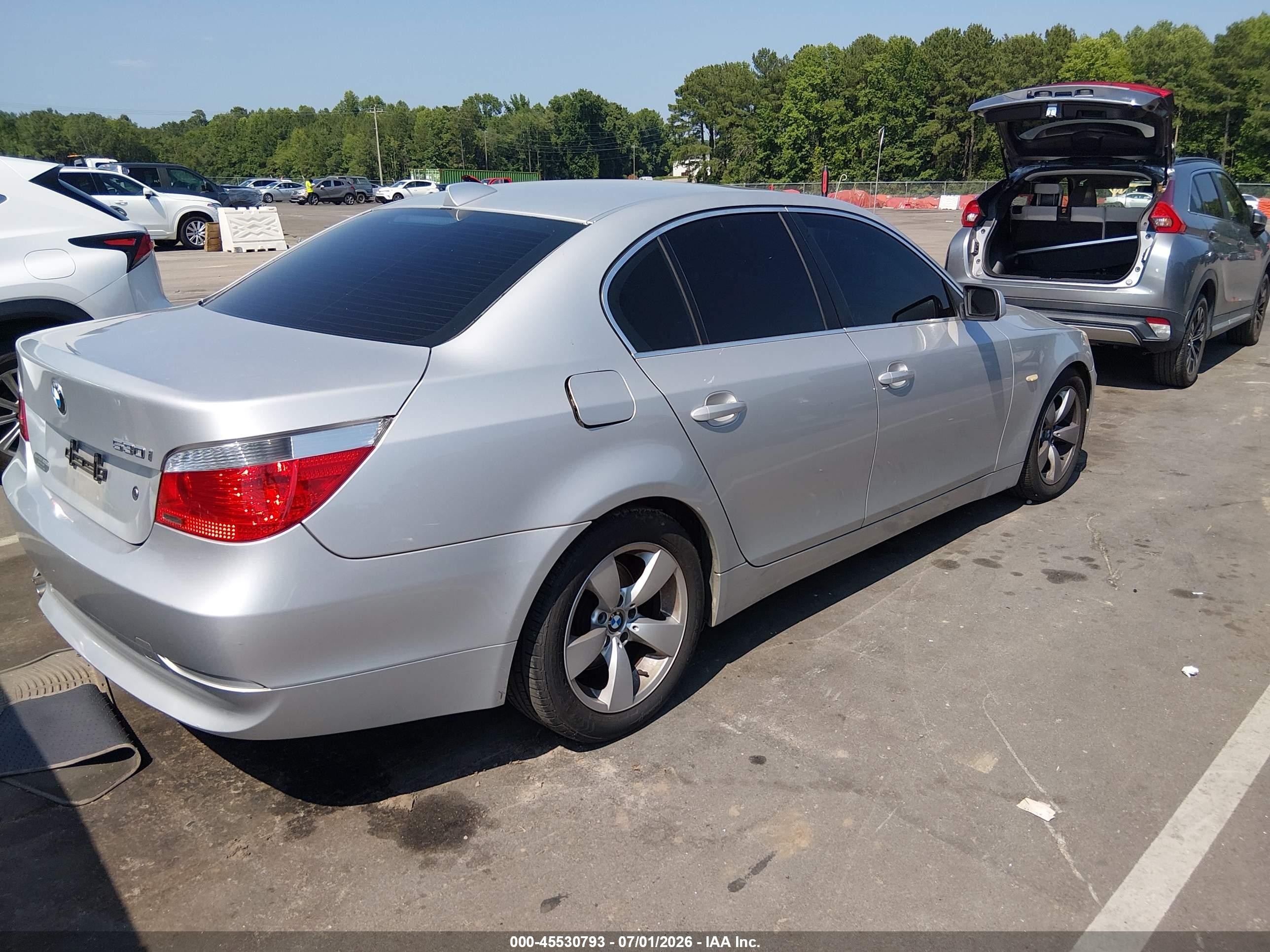 2006 Bmw 530i Silver vin: WBANE735X6CM30470