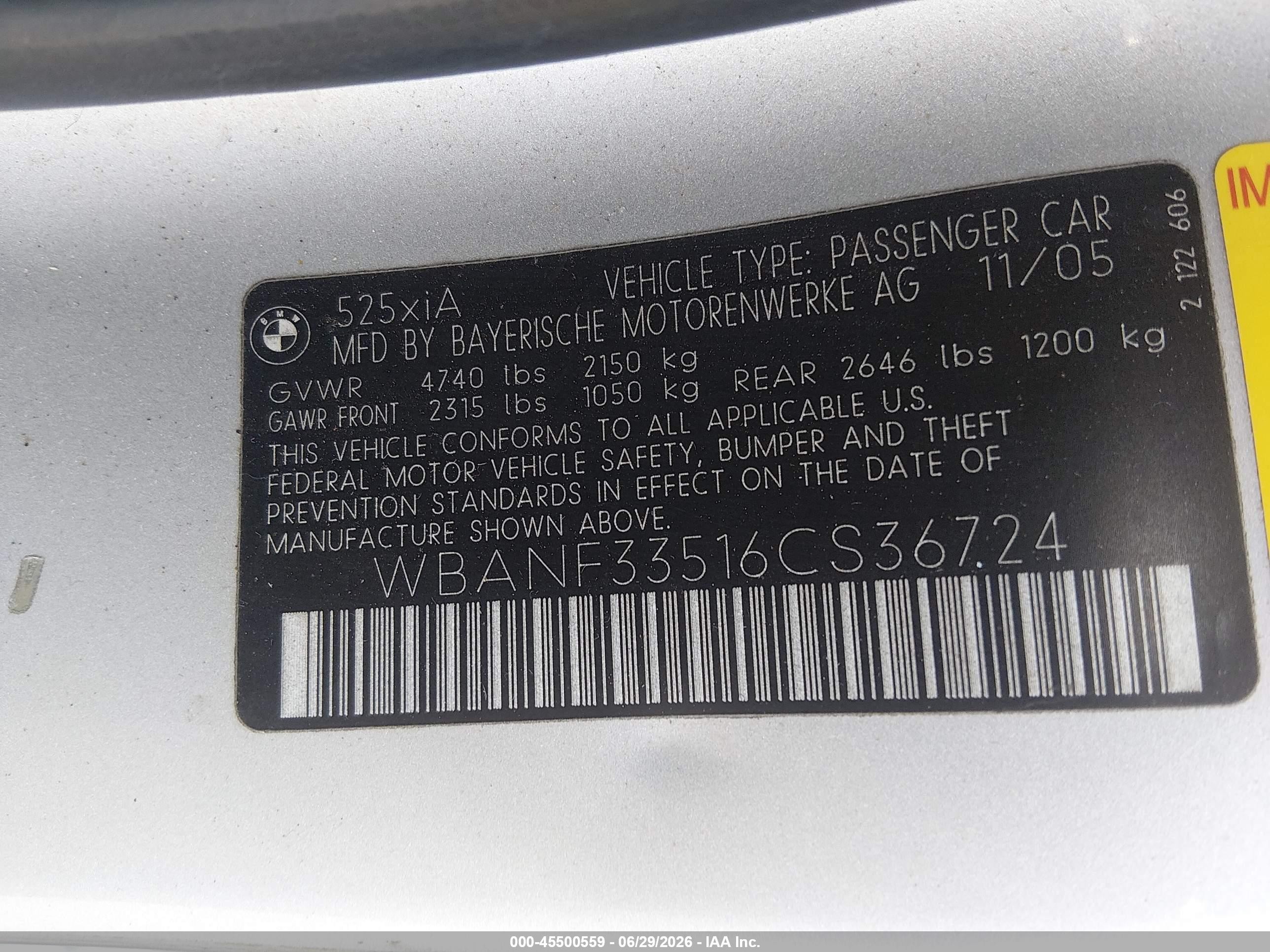 2006 Bmw 525xi   Silver vin: WBANF33516CS36724