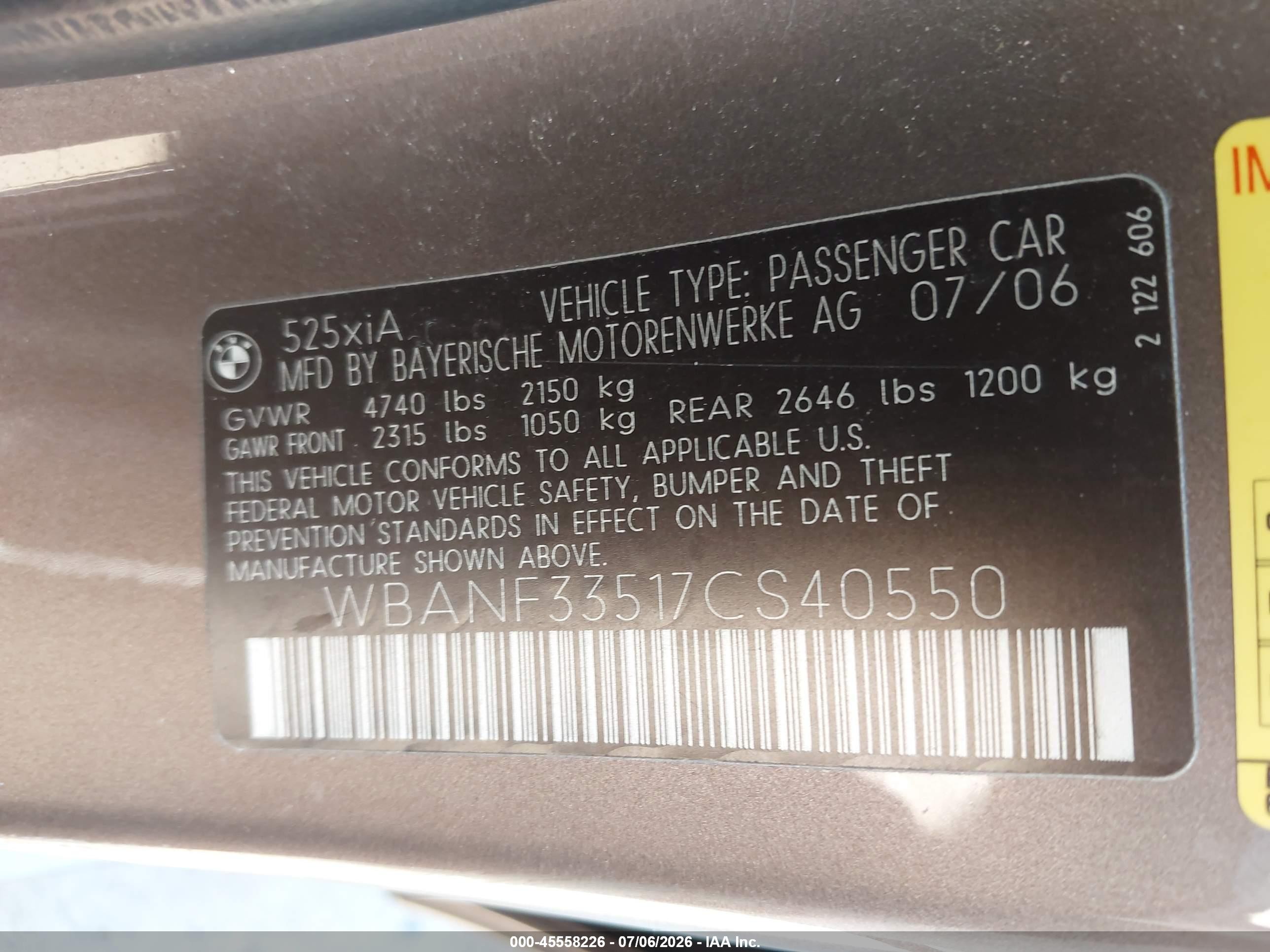 2007 Bmw 525xi   Brown vin: WBANF33517CS40550
