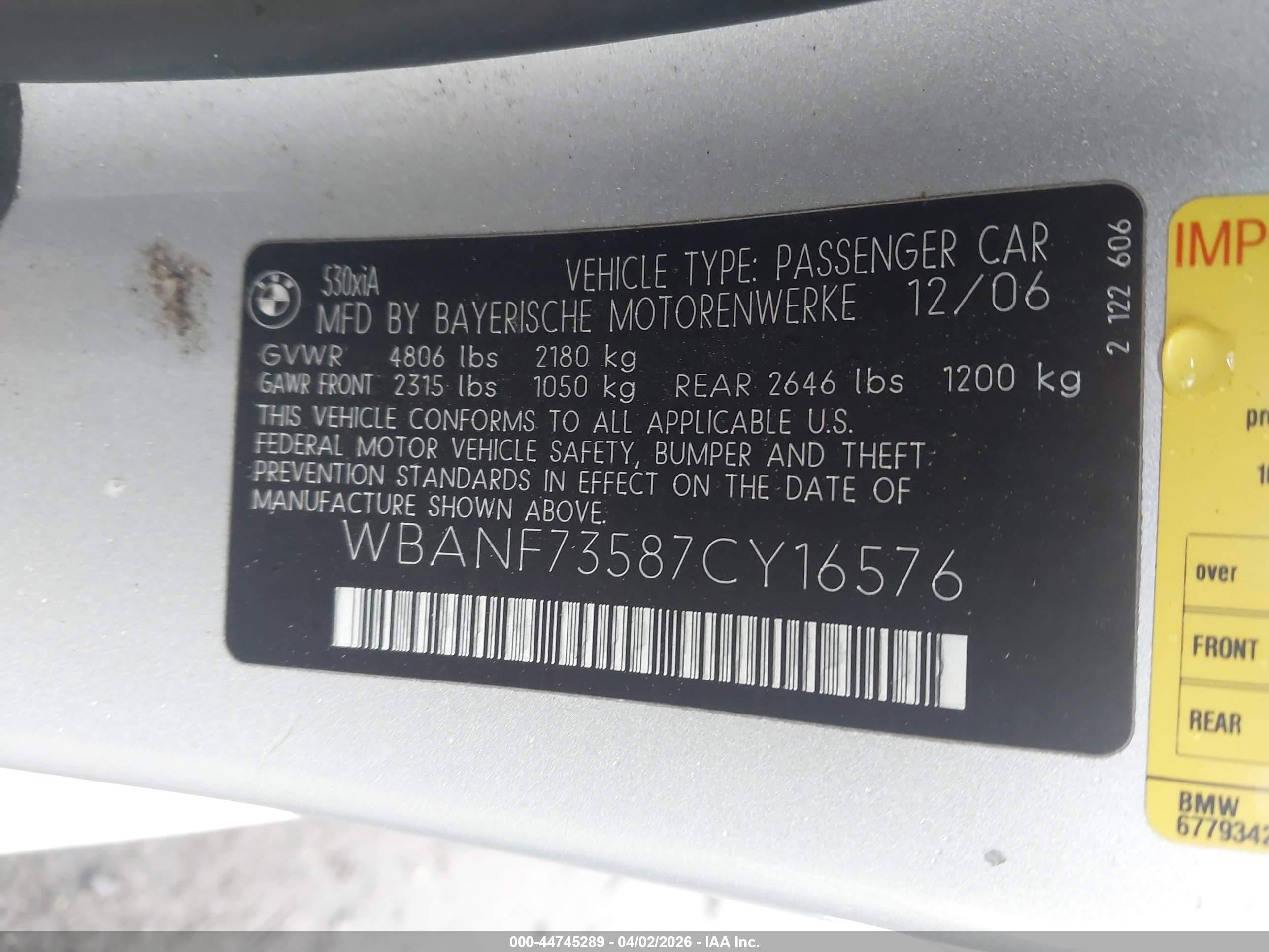 2007 Bmw 530xi   Silver vin: WBANF73587CY16576