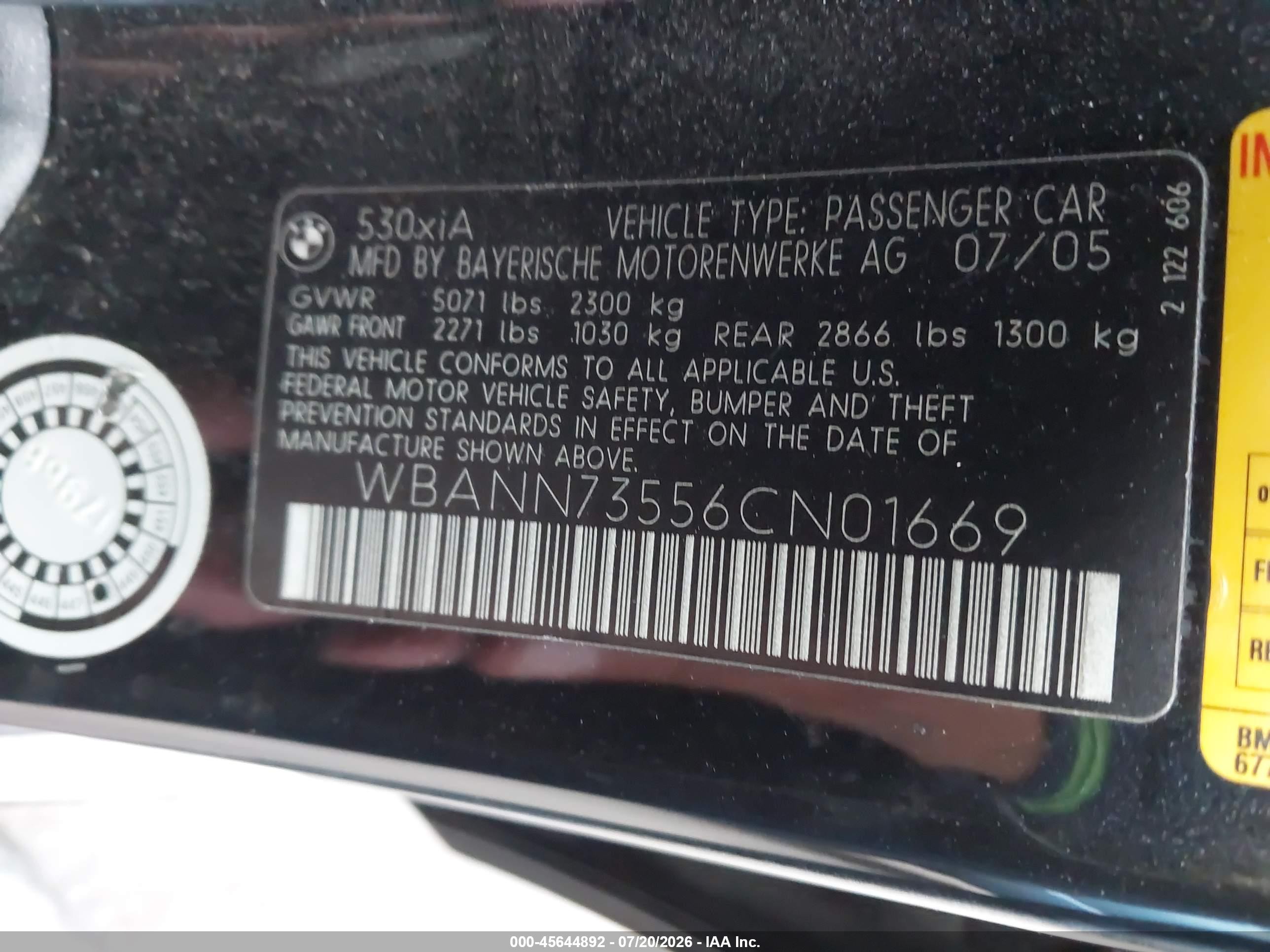 2006 Bmw 530xit   Black vin: WBANN73556CN01669